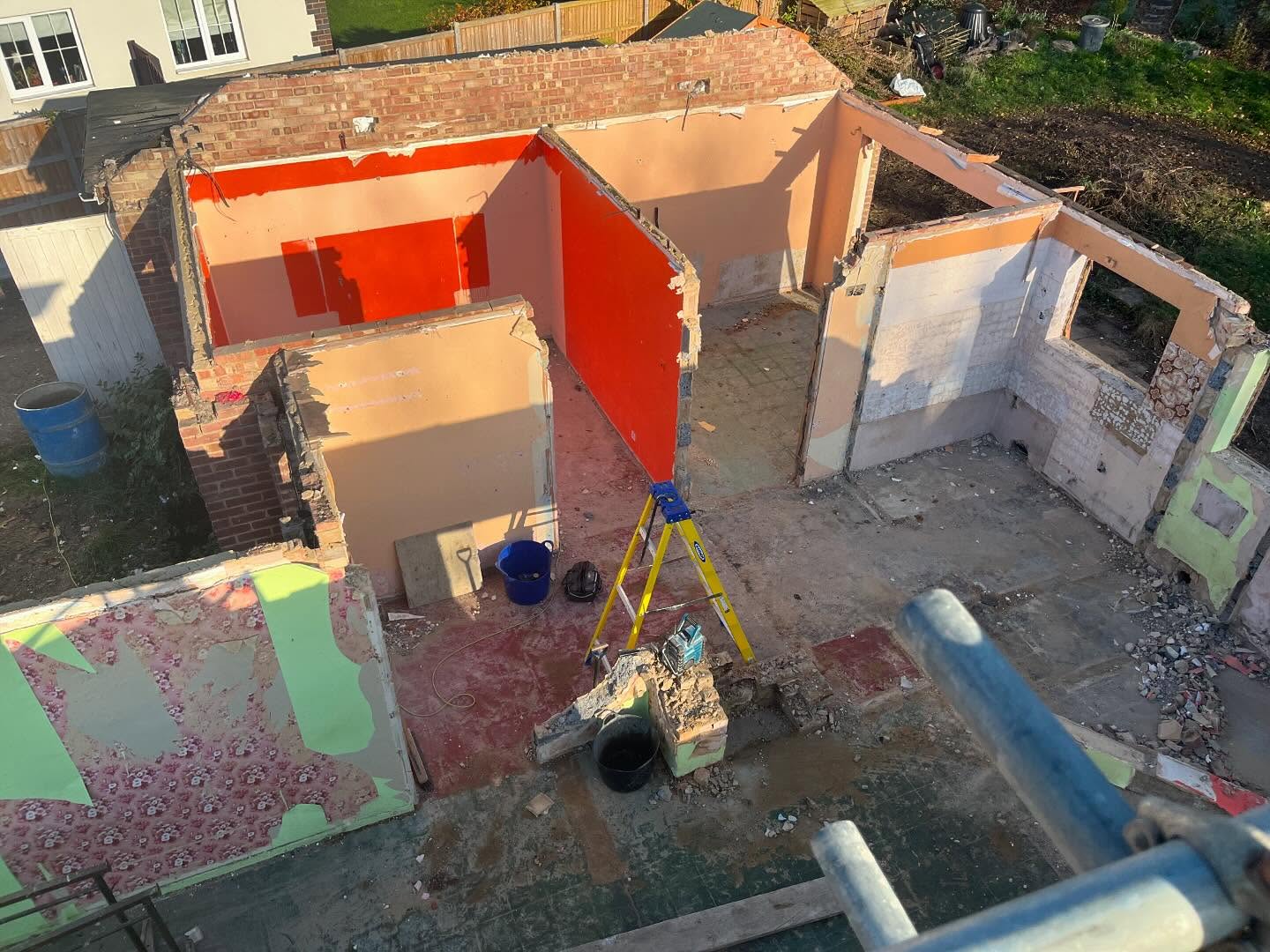 Bungalow renovation moving in nicely all wall now down and roof off extension oversite under preparation and drains started to be installed ready to break up existing floors for more drains to go in. next week and the newly insulated floor to go down. #alderson #building #demolition #drains #extension