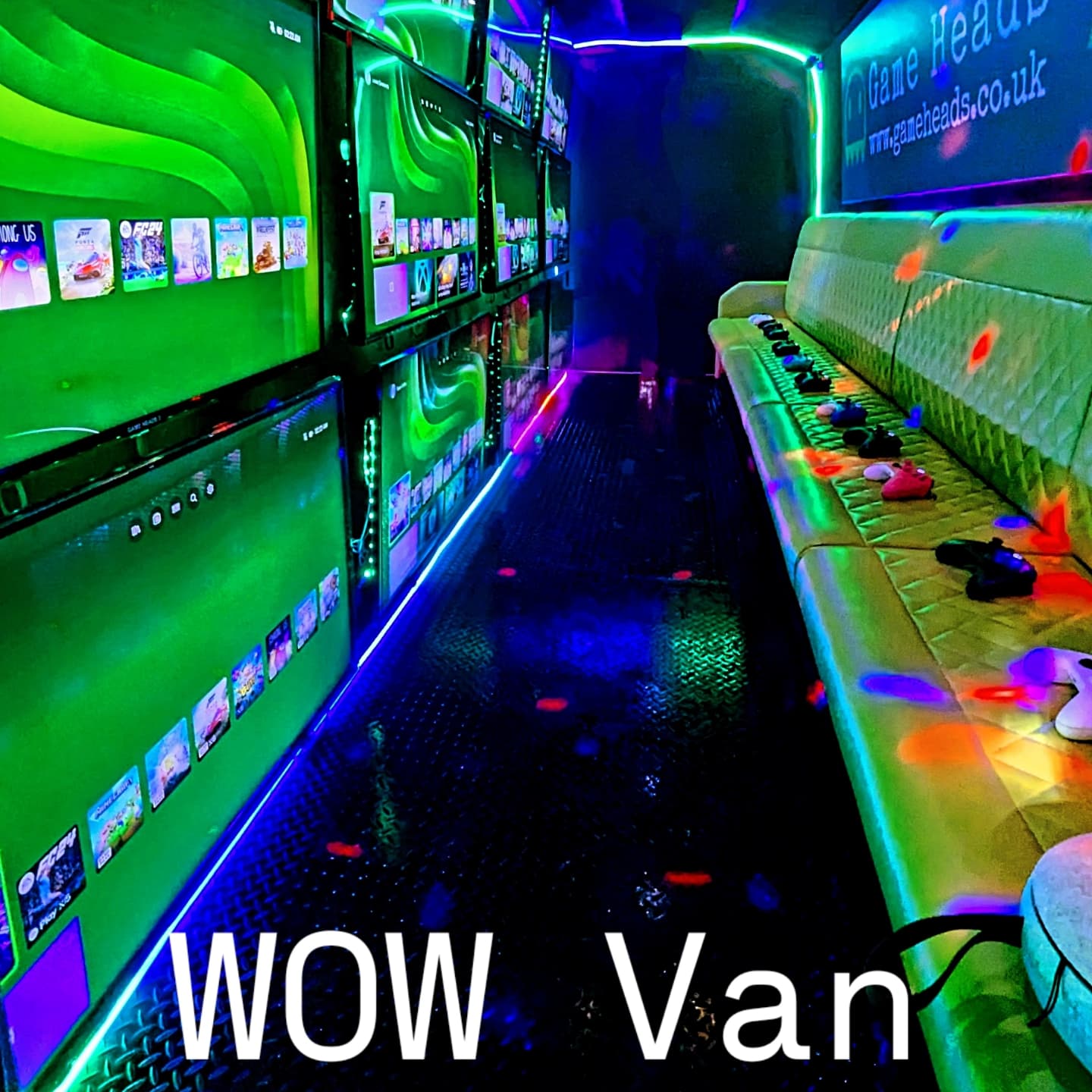Giving you even MORE!
Game Heads took the lead with it's premium gaming vans back at its inception in 2019 setting that place by offering the best quality equipment with the most amount of seats out of all the gaming vans in the UK. Combined with quality customer service we were on to a winner!
Our latest van named WOW was (and still is!) the market leader for seating and equipment offerings when it was introduced a few years ago.
With 12 extra large screens and 12 consoles this level of kit and seating capacity is something that was unheard of then and even now is a rare commodity when compared to others.
In fact even today nobody has matched the 12 full size screens and 12 Xboxs series X's we fitted in WOW so we still retain that crown !
As we are always looking to deliver more to our customers we have added on an optional awning set up that means WOW can host up to 18 gamers at a time when needed.
The additional 6 players all have their own devices, no sharing screens, no uncomfortable double tier seating, no having to leave anyone out!
18 players rotate around 14 Xboxs (all with their own screens !) , 3 vr headsets and a Nintendo switch.
Another industry first led again by Game Heads.
Available on 2 hour sessions and only with the WOW van ๐ฎ email rob@gamehead.co.uk to arrange a event.