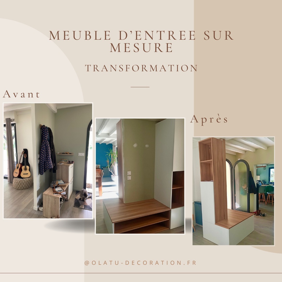 🛠 MEUBLE D'ENTREE SUR MESURE🛠
Projet : mes clients souhaitaient avoir un meuble sur mesure pour leur entrée. Ils désiraient du rangement pour leurs chaussures et les manteaux, et une assise aussi côté entrée.
L'entrée étant ouverte sur là pièce de vie, je leur ai proposé de continuer le meuble de l'autre côté du mur, pour faire une petite bibliothèque et un petit rangement pour les jeux des enfants, qui celui-ci serait fermé.
Après plusieurs croquis et propositions, nous nous sommes rapprochés de l'artisan qui a confectionné et posé le meuble.
A présent, le client doit poser les patères et refaire la peinture du mur pour un résultat optimal !
Qu'en pensez-vous ?
Je vous souhaite à tous et toutes une excellente soirée !
#deco
#decorationinterieur
#decoration
#meublesurmesure
#entree
#amenagementinterieur
#renovation
#cuisine
#rangements