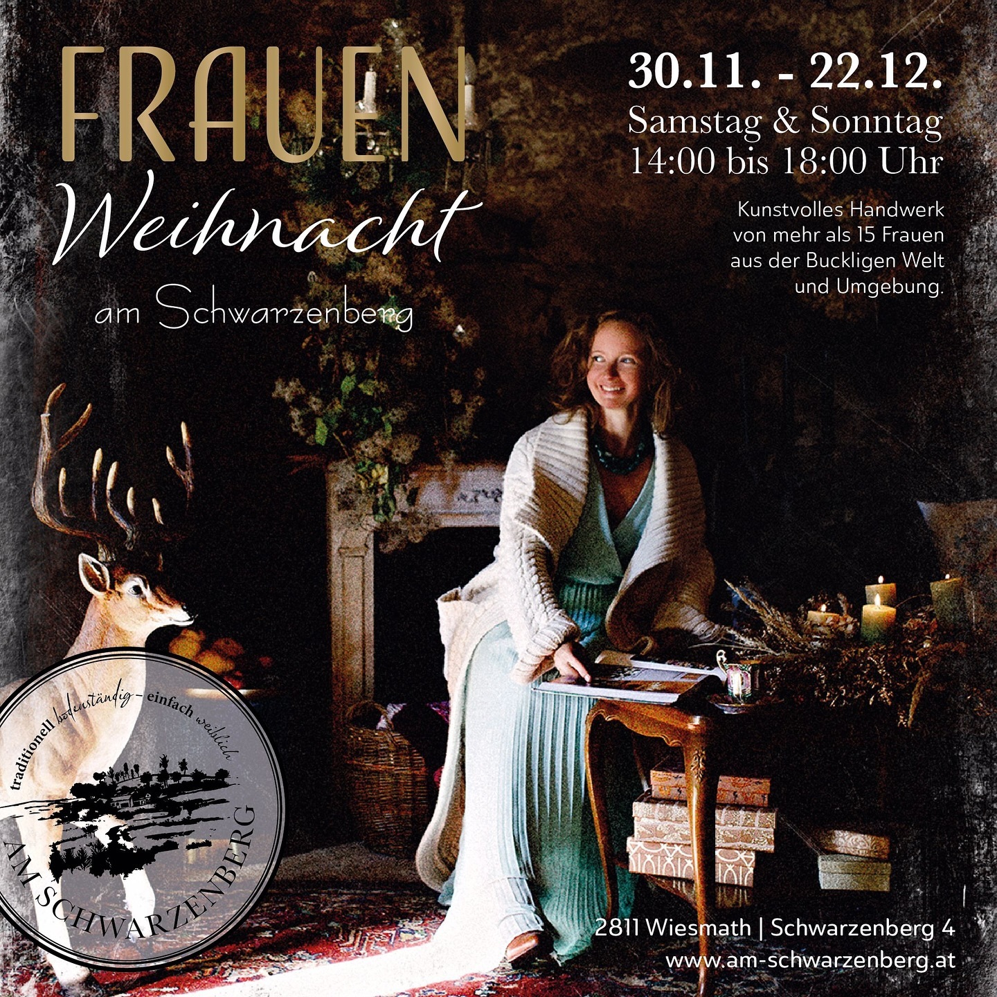 ✨ FRAUEN WEIHNACHT am Schwarzenberg ✨
Vom 30. November bis zum 22. Dezember 2024, jeweils samstags und sonntags von 14 bis 18 Uhr, findet die FRAUEN WEIHNACHT @amschwarzenberg statt.
Am Sonntag, den 1. Dezember, sind wir vor Ort und freuen uns riesig auf euren Besuch und auf einen gemeinsamen Punsch. ☕️🎄
Musikalische Begleitung erhalten wir dabei von den Edlitzer Weisenbläser. 💫🎺✨
In diesem Jahr habt ihr an vier Wochenenden die Möglichkeit, nicht nur unsere Imkereiprodukte, sondern auch viele weitere Geschenke aus der Region zu entdecken – alles handgemacht und mit Liebe ausgewählt, um das Leben der Beschenkten zu bereichern.
Mehr als 15 talentierte Frauen präsentieren ihr kunstvolles Handwerk in der alten Scheune und im Steinhaus, eingebettet in eine festliche Atmosphäre. Hier findet ihr einzigartige Weihnachtsgeschenke, die mit Wertschätzung und Hingabe gefertigt wurden.
Im Steinhaus und in der „Tante Rosa“ erwarten euch adventliche Köstlichkeiten zum Aufwärmen sowie viel Raum zum Plaudern und Genießen. Für genussvolle Weihnachtsfeiertage sorgen zudem die landwirtschaftlichen Produkte, die direkt ab Hof verkauft werden.
Kommt vorbei, lasst uns gemeinsam die Vorweihnachtszeit feiern! 💛🐝💫
#amschwarzenberg #frauenadvent #regionaleshandwerk #adventmarkt #adventzeit #regionaleprodukte #biohonig #biopropolis #imkerei #räucherwerk #weihnachtszeit #weihnachtsmarkt #weihnachtszauber #bienenwachskerzen #regionaleprodukte #frauenfürfrauen #kunsthandwerk