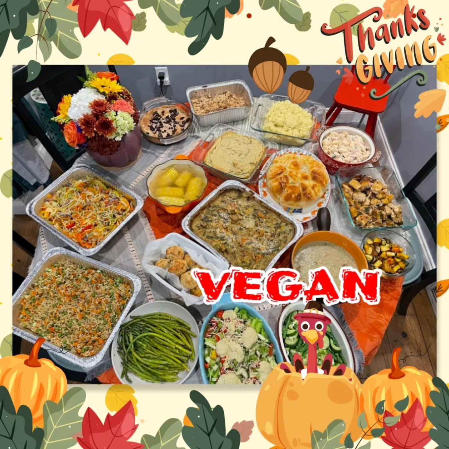 Giving thanks is an everyday process, but a meal to sit down with friends and family you love is a blessing from the one who looks after us. Cruelty free and a loving meal shows that. #vegan #crueltyfree #thanksgodforeverything #thanksgiving