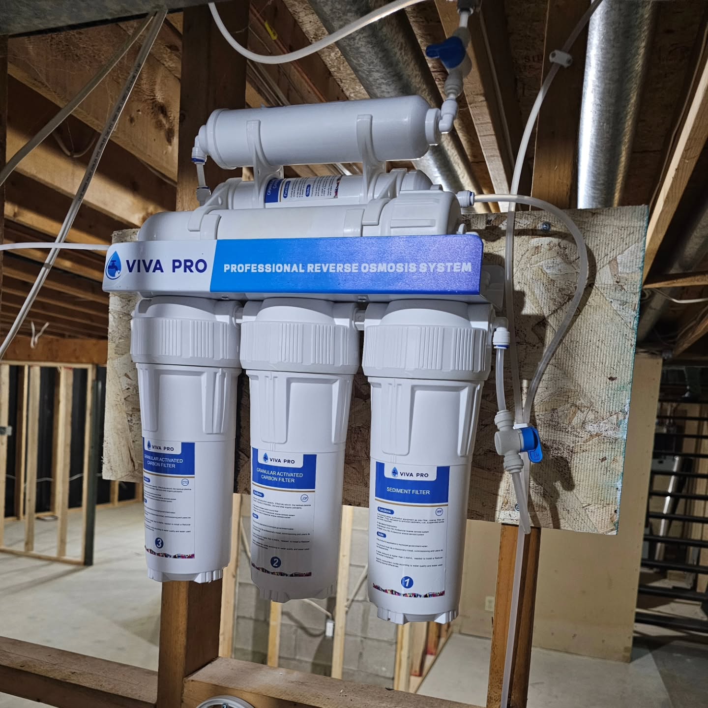 Basement RO instillation morning. Come see us today. We can make your ideas work!