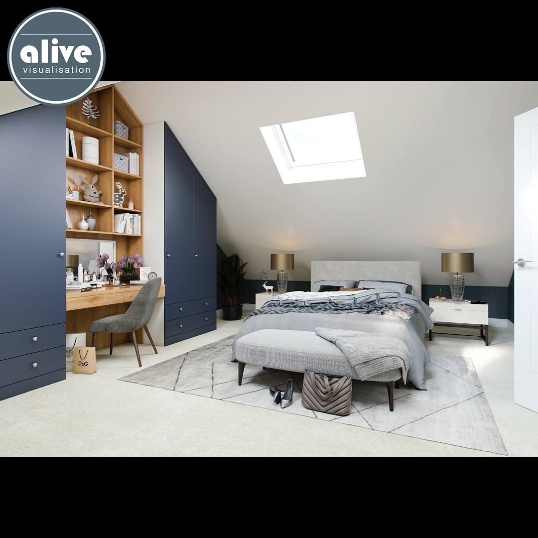 Master Bedroom CGI. Following on in this series. I had forgotten but this was actually the original Master Bedroom CGI I created for this development. A decision was made to introduce a walk in wardrobe and ensuite, hence the view change in the last CGI.
.
.
We are ALIVE VISUALISATION 3D Architectural CGI Studio - Servicing the North West, North Wales & Anglesey with high quality CGIs - www.AliveVisualisation.co.uk
.
.
#CGI #CGIs #3drenders #propertydevelopment #propertymarketing #3dvisualisation #alivevisualisation #propertydeveloper #propertybrochure #architecturalvisualisation #architecturalcgi #architect #architects #propertyforsale #Cheshire #property #architects #newhomes #Chester #planningpermission #StHelens #propertyforsale #Liverpool #NorthWales #NorthWest #IsleOfAnglesey #alivevisualisation
www.AliveVisualisation.co.uk