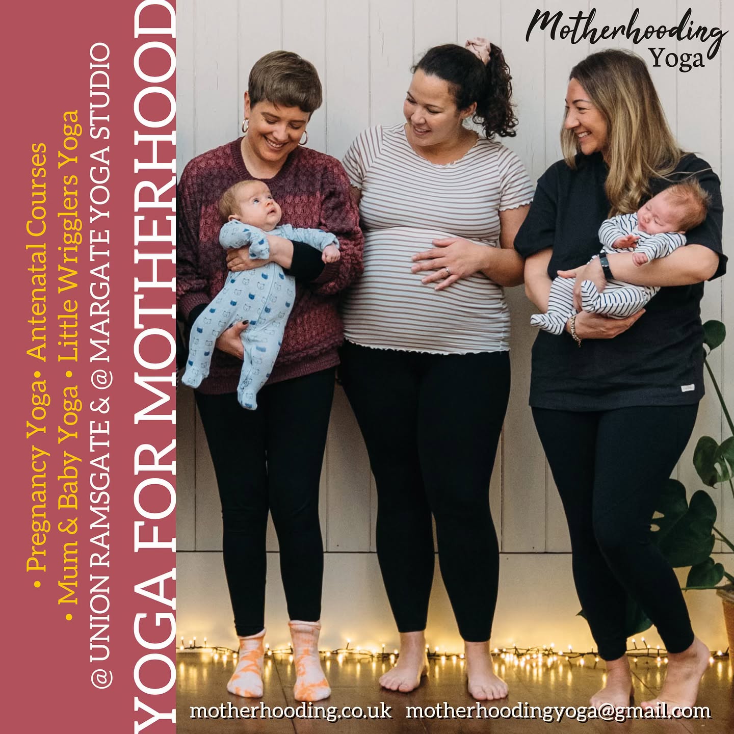 Weekly Pregnancy, Mum & Baby Yoga and Little Wrigglers classes in Ramsgate and Margate!
Pregnancy yoga
Mon - 8pm Margate Yoga Studio
Weds - 6.45pm Union Ramsgate
Mum & Baby Yoga (6w - on the move)
Mon - 11.30am Union Ramsgate
Tues - 11am Margate Yoga Studio
Thurs - 11.30am Union Ramsgate
Little Wrigglers (moving - 2 years)
Thurs - 1pm Union Ramsgate
Plus Every Other Month I run FEDANT accredited Antenatal Birth & Baby Preperation classes for Mothers and their Birth Partner from Union Ramsgate.
All taught by Me, Kat, a mother, a Doula, Antenatal Educator, Senior Yoga Teacher and founder of Motherhooding Yoga.
The heart of Motherhooding is community. Friendship and support. And we do this through connection, movement and breathwork to share the journey of Motherhood together.