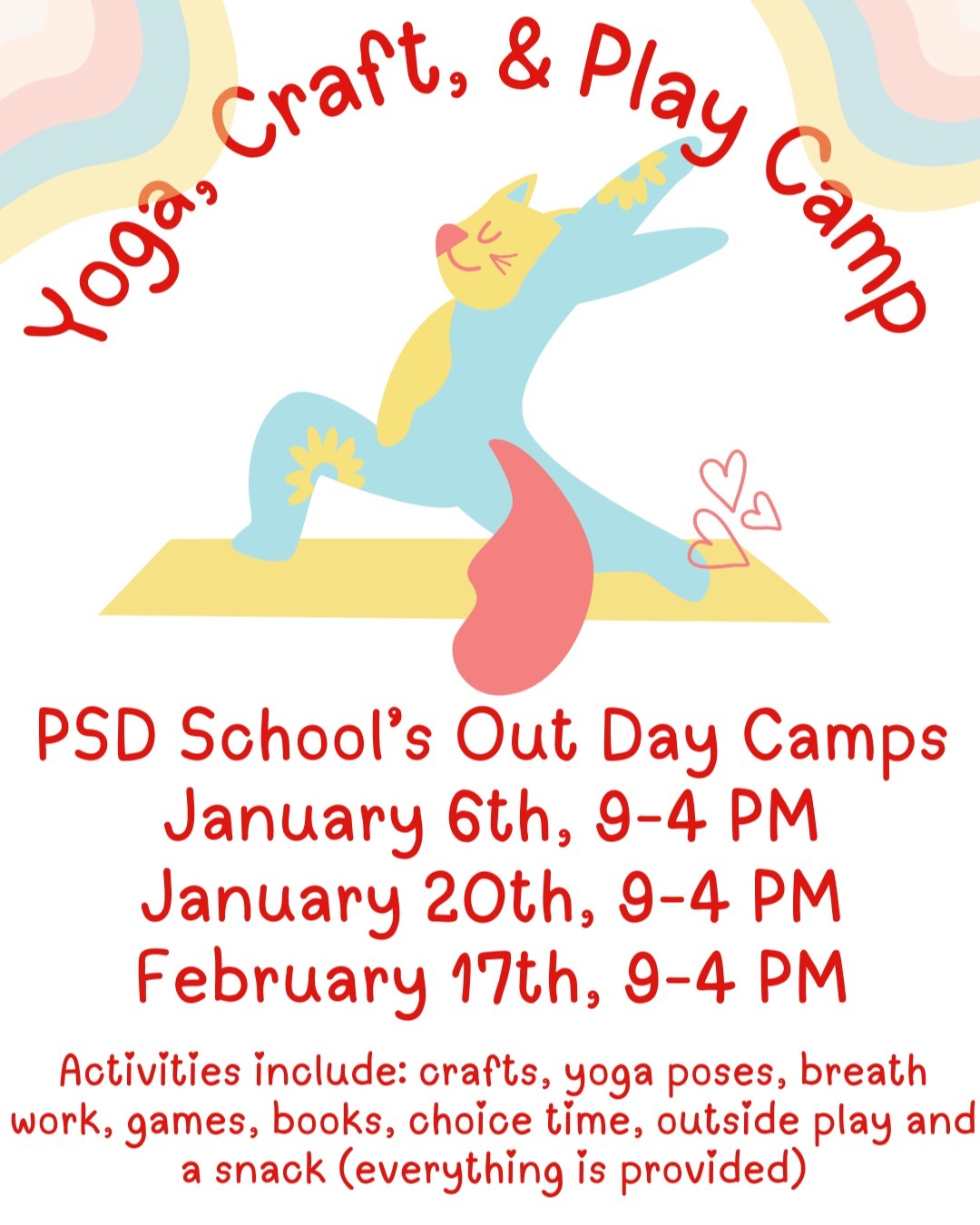 Quick reminder that there are PSD School's Out days coming up right after the winter break! Don't get stuck without childcare! New dates for March, April, and May being published soon. And summer dates are being discussed and finalized by February. Woah. Time is flying!