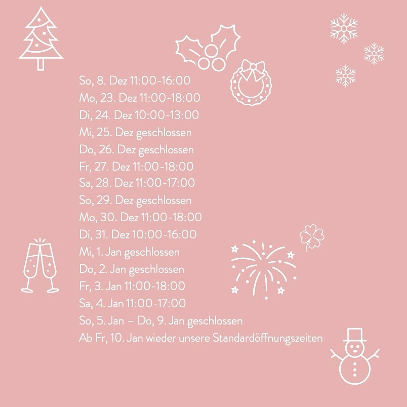 Unsere Öffnungszeiten während den Festtagen ✨🥂 Diesen Sonntag bereits zum Sonntagsverkauf 🛍️
Wir freuen uns darauf eure Wünsche zu erfüllen und die perfekten Geschenke für euch zu finden 🎁
P.S.: Ein rosa REmember Vintage Gutschein geht immer 💌
#secondhand #zurich #vintage #sonntagsverkauf #advent #gutschein #voucher #gift #geschenkidee