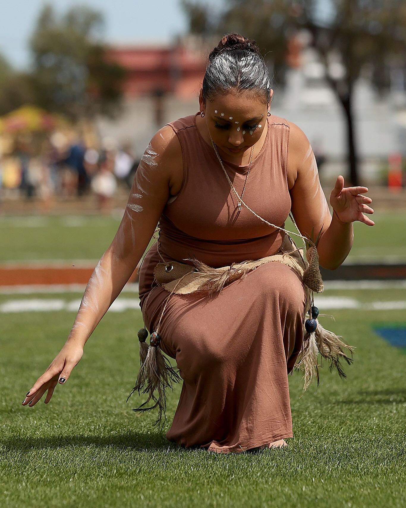 Beautiful photos of our Ngargee Dancers at AFLW Indigenous round thanks to @collingwood_fc 🤎