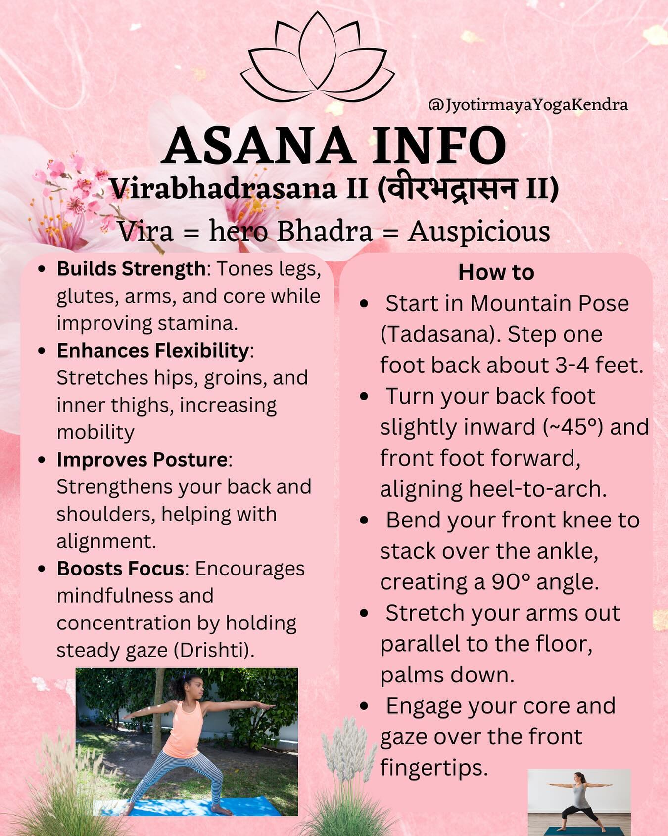 Warrior 2 (Virabhadrasana II):
Embrace the Strength of Warrior 2 (Virabhadrasana II) 🌟
This powerful pose is a cornerstone in yoga practice, combining strength, balance, and focus. Whether you’re a beginner or seasoned yogi, Warrior 2 offers immense benefits for mind and body. 💪
Top 4 Benefits of Warrior 2
1. Builds Strength: Tones legs, glutes, arms, and core while improving stamina.
2. Enhances Flexibility: Stretches hips, groins, and inner thighs, increasing mobility.
3. Improves Posture: Strengthens your back and shoulders, helping with alignment.
4. Boosts Focus: Encourages mindfulness and concentration by holding steady gaze (Drishti).
How to Do Warrior 2
1. Start in Mountain Pose (Tadasana). Step one foot back about 3-4 feet.
2. Turn your back foot slightly inward (~45°) and front foot forward, aligning heel-to-arch.
3. Bend your front knee to stack over the ankle, creating a 90° angle.
4. Stretch your arms out parallel to the floor, palms down.
5. Engage your core and gaze over the front fingertips.
6. Hold for 5-10 breaths, then switch sides.
#Warrior2 #Virabhadrasana #YogaBenefits #YogaPose #MindfulMovement #StrengthAndFlexibility #FocusAndFlow #YogaForStrength #YogaForBeginners #YogaLove #YogaLife #YogaInspiration #YogaPractice #YogaDaily #YogaGoals #MindBodySoul #YogaJourney #YogaTips #WellnessWarrior #WarriorPose #PeacefulWarrior #MindfulYoga #StrongAndSteady #EmpoweredLiving #YogaFlow #InnerStrength #YogaTeacher #YogaClass
Reach out to us via IG or book a class with us.