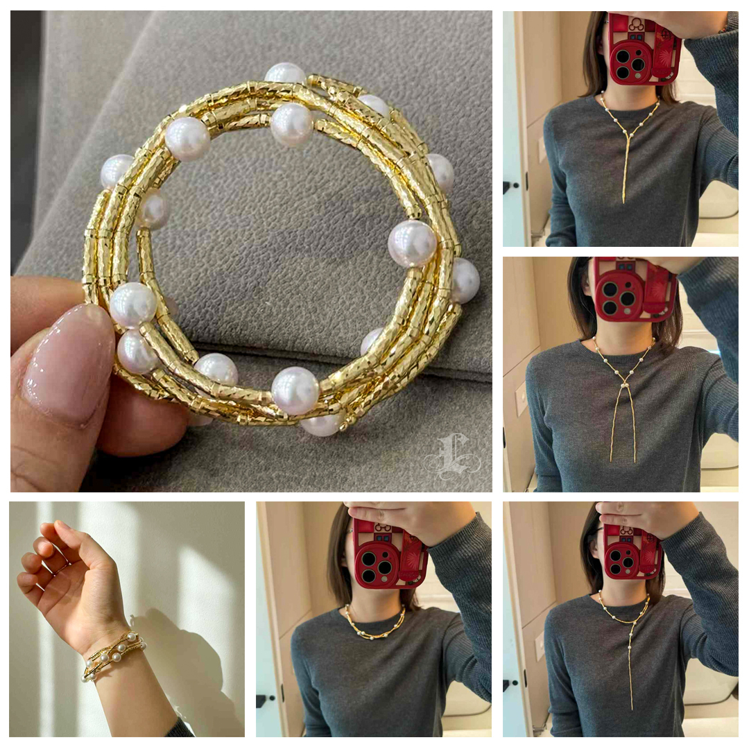 Unleash your creativity with this versatile masterpiece! This necklace is designed to adapt to your style and features luminous Aurora Japanese Akoya pearls and a meticulously crafted 67cm 18K yellow gold chain. Equipped with hidden magnetic clasps, it can be transformed into various looks – from a layered bracelet to a long necklace or a stylish choker. Its dazzling gold texture and timeless pearls make it a unique and playful accessory for any occasion. Redefine elegance your way!
#akoyapearlsweaternecklace
#Transformablejewelry