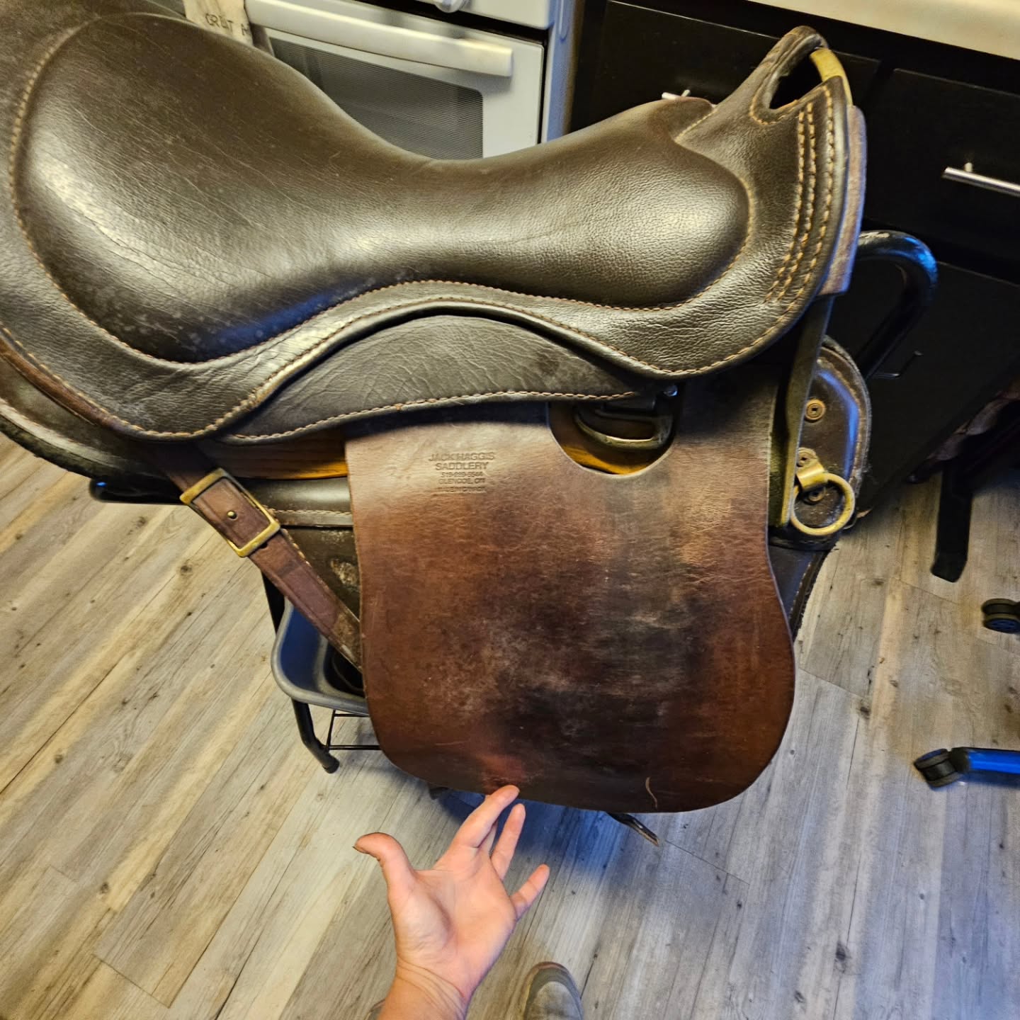 Complete tear down, cleaning and conditioning of saddle and tack. #customleathersplus #saddlerestoration
