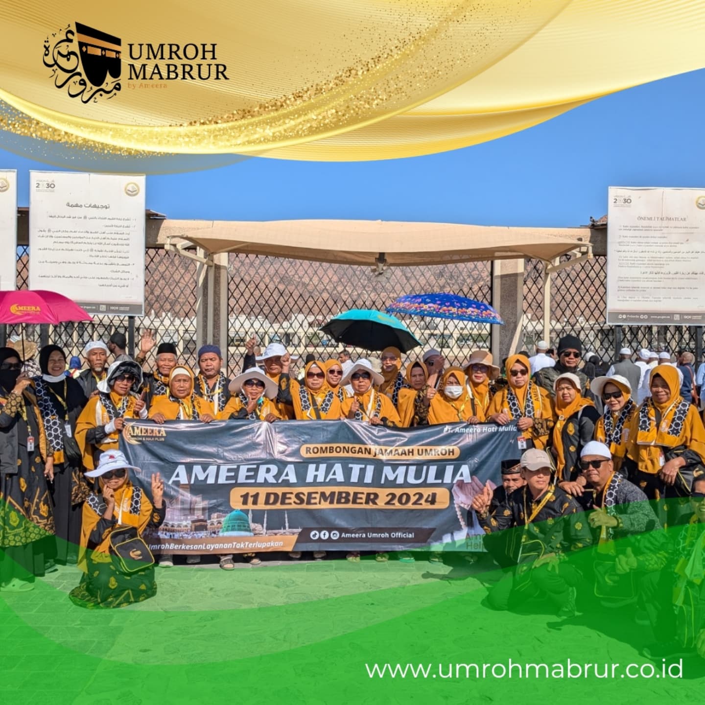 >>>
Rombongan Jamaah Umroh Keberangkatan 11 Desember 2024
----------------------------------------------
PT. Umroh Mabrur Indonesia
Telpon / Whatsapp : 0859-35000-700
Operated by PT. Ameera Hati Mulia
SK Kemenag No.U.432 Tahun 2021
#umrohmabrur #umroh #umrohmurah #umrohhemat #umrohpromo #haji #hajikhusus #hajifuroda #makkah #madinah #jeddah #umrohbackpacker #umrohplus #hajiindonesia #umrohindonesia #semuabisaumroh #umrohramadhan