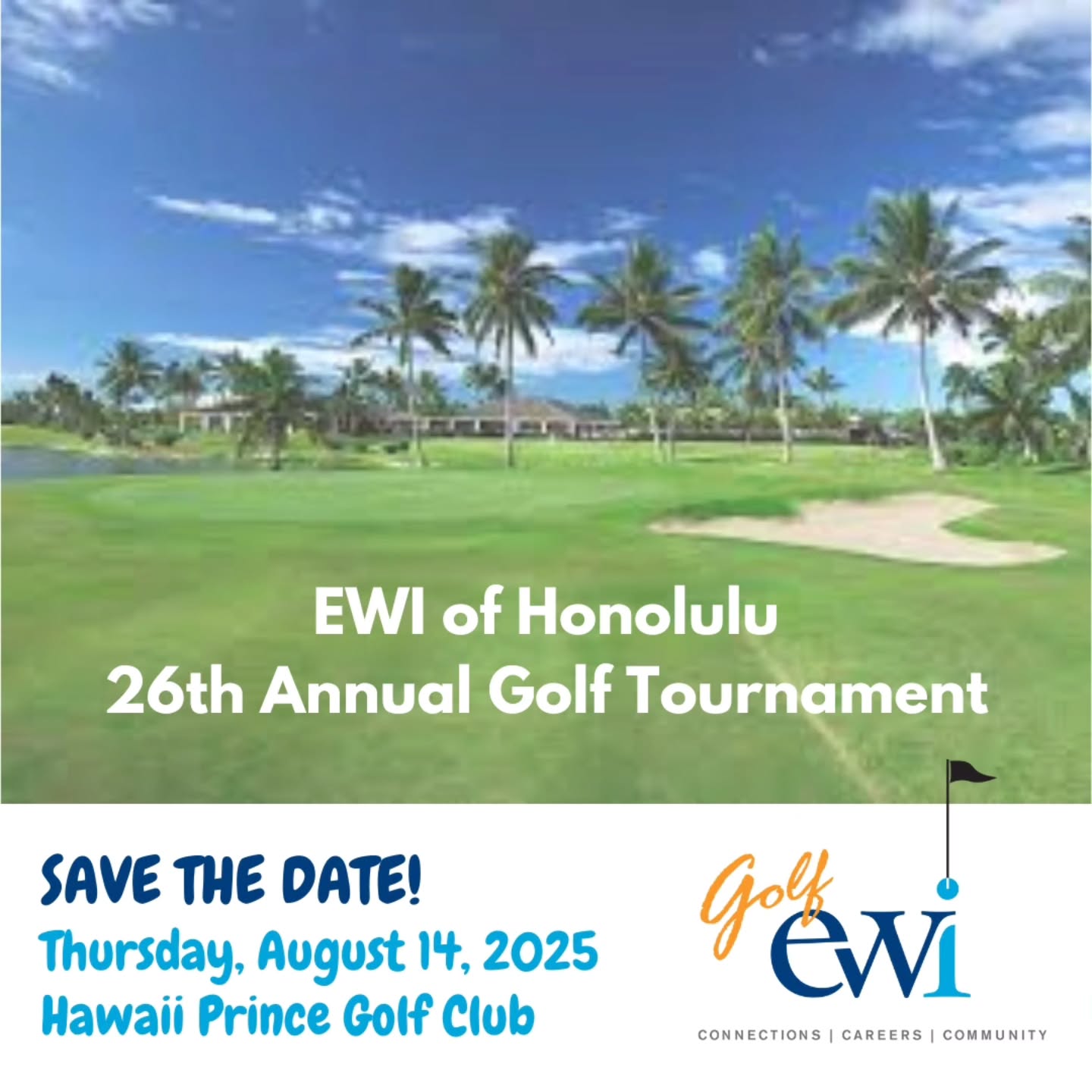 Save The Date! Our annual Golf Tournament Fundraiser is coming back. Chaired by Past President Francine Lee-Kadota, Member Firm Keller Williams Honolulu.
Mark your calendars and reach out to stay on our mailing list. We'll be looking for teams, volunteers, and donations for prizes and auction items.
Additional details coming soon!
*Did you know...proceeds from our tournament benefit our scholarship programs so that we can continue to offer HS seniors and adults in transition with funds to kōkua with their education expenses. A small percentage of those proceeds go to our operating budget.
#ewigolftournament #ewihonolulu #ewispscholarship #asistscholarship