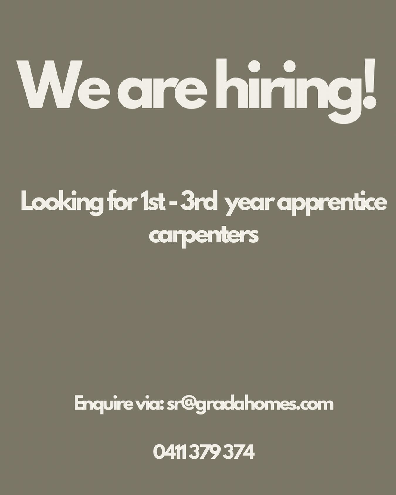 Grada Homes is looking to expand for 2025!
Our jobs cover all aspects of carpentry with plenty of opportunities for personal growth.
If you’re interested in joining our crew or even having a chat please contact us on
0411 379 374 or sr@gradahomes.com