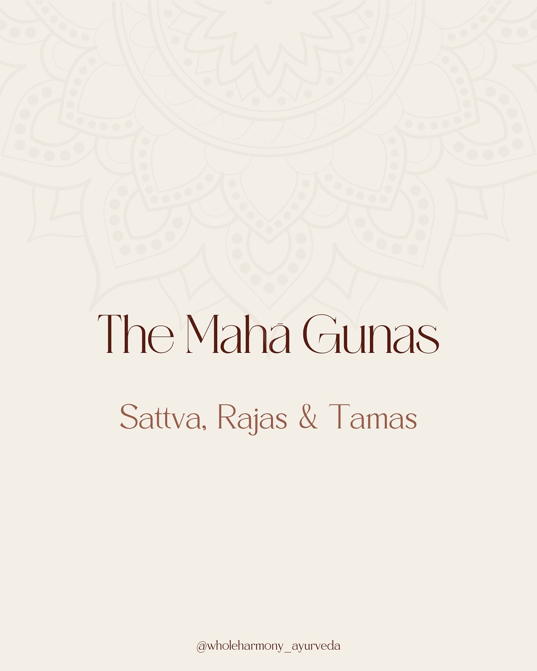 Sattva, rajas and tamas are spiritual energies that exist in everything. They make up each persons mental constitution. They are also inherent in food, objects, nature, movements, etc. Unlike prakruti (constitution) which cannot be changed, mental constitution can be changed through diet, lifestyle, control of the senses & mind, physical purification, sadhana (spiritual practices such as mediation and mantra) and more.
All three gunas of sattva, rajas, and tamas are needed for ordinary daily activities, however, in general we want to be striving towards higher levels of sattva.
In āyurveda, it is important to cultivate higher levels of sattva because it is a state of balance conducive to healing. The chances of suffering from diseases and imbalances are lower when someone has more of a sattvic body & mind. A tamasic nature gives rise to the accumulation of āma (toxins) & waste products as well as negative thought patterns & emotions. The state of rajas brings the movement from health to disease or disease to health. Sattva is, and allows for a continued state of balance which brings about overall health.
In yoga, sattva paves the way for spiritual growth.
🧘♀️ ✨
#mahagunas #gunas #sattva #rajas #tamas #gunasofthemind #mentalconstitution #ayurveda #ayurvedic #ayurvedicmedicine #balance #harmony #bliss #health #sattvahealing #sattvahealth #sattvic #holistichealth #ayurvedicpractitioner #ayurvedicwisdom #yogicwisdom #sattviclifestyle #sattvicdiet #sattvicbodysattvicmind