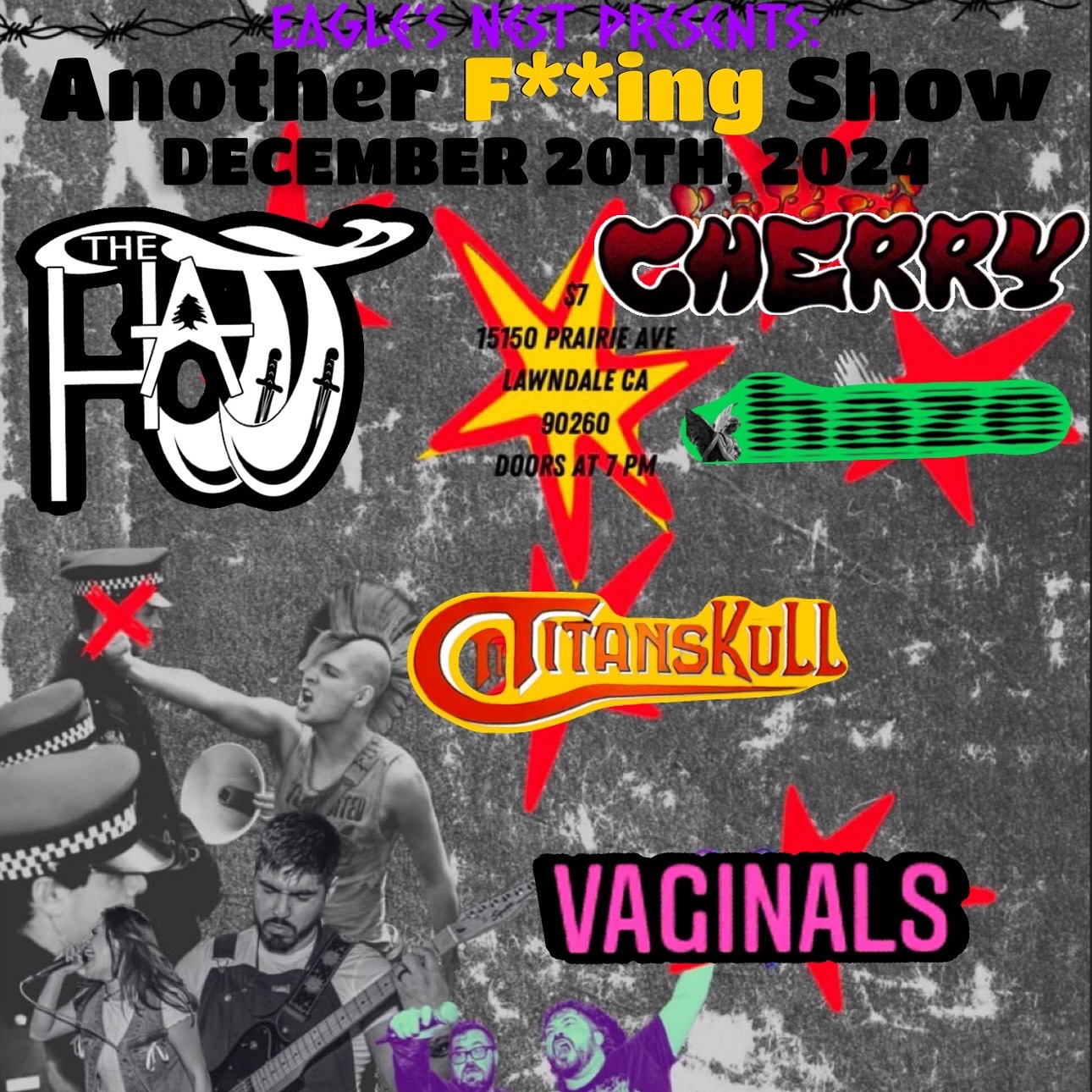 Last show of the year TONIGHT at @eaglesnestsaloon with the homies @cherryflavr @haz3band @titanskull_official and @vaginals_music
Rumor has it that @nardwuar might show up!
#thehajjmusic #thehajj #nardwuar