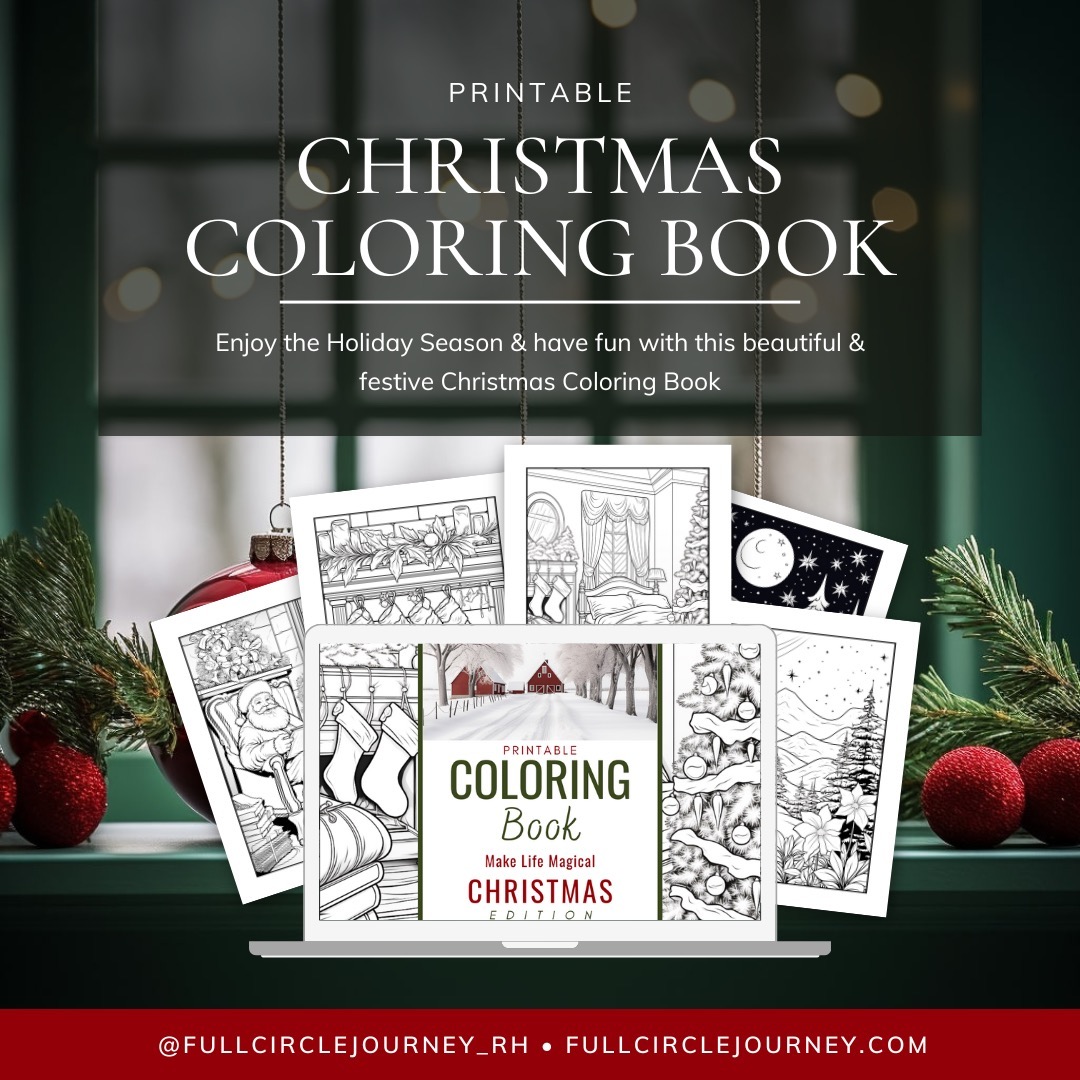 Enjoy the Holiday Season & have fun with this beautiful & festive Christmas Coloring Book. 🎄 🎁 🎅🏻 🤶🧑🎄
Tis the Season to be Jolly! This Christmas Coloring book will help you unwind and relax during the holidays while expressing your creativity. 🖍📕
This adorable collection features festive scenes that are sure to put you in the holiday spirit. Enjoy these beautiful illustrations and practice mindfulness while enjoying the meditative benefits of coloring Santa’s sleigh, Rudolph, the North Pole and more… 🎄🛷🎅🏻
Happy Holidays!
https://www.fullcirclejourney.com/ChristmasColoringBook