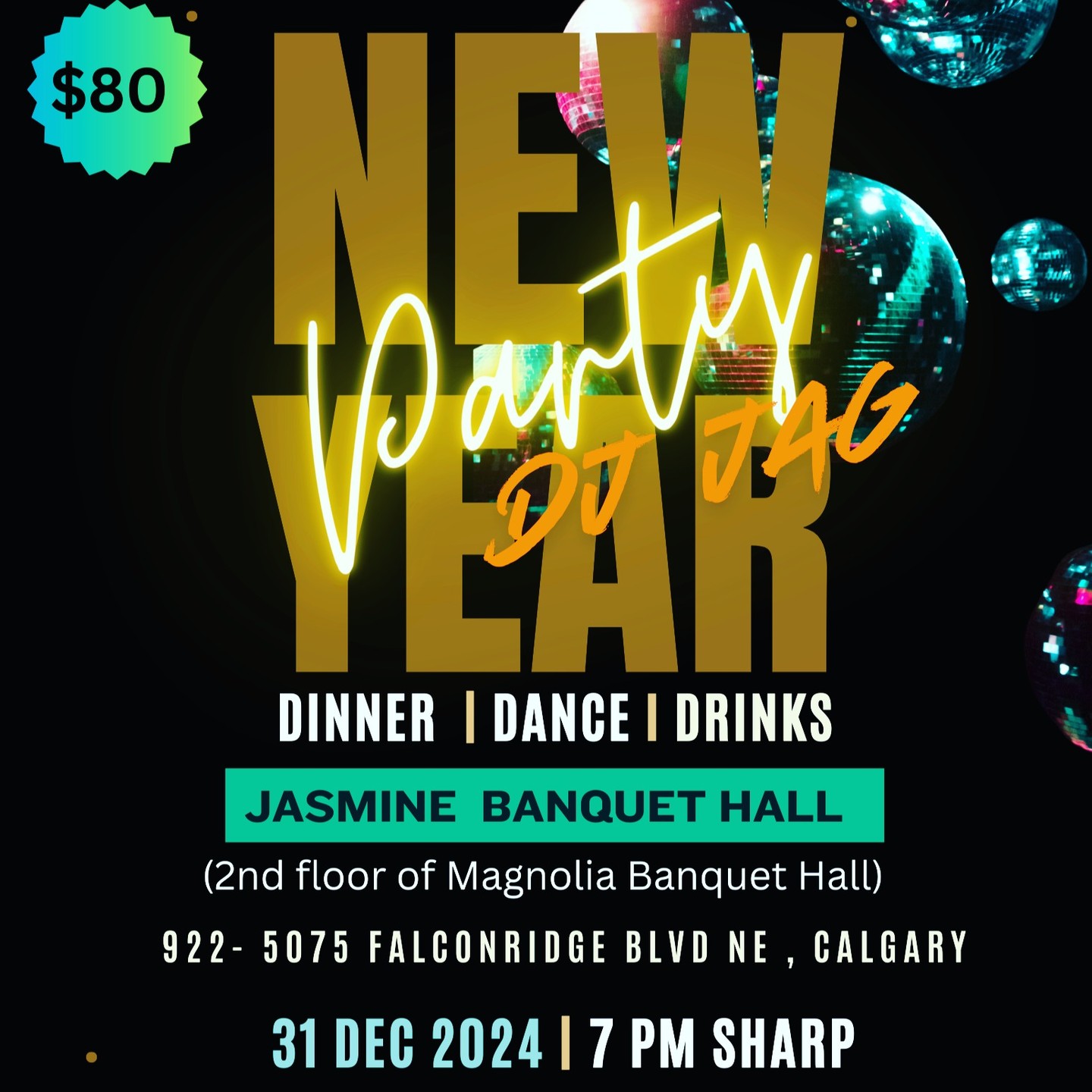 Reserve your spot today and make sure you don’t miss the party of the year.
Contact 403-605-8703 for details
Let’s make this New Year’s Eve one to remember!
Gather your friends, bring your energy, and let’s welcome 2025 with a bang. We can’t wait to celebrate with you!
#yyc #calgary #newyears #newyearsparty 2025 #party #yycliving #jasmineyyc #dance #celebrate #decor #catering #yycevents #partyideas #newyear #inspo