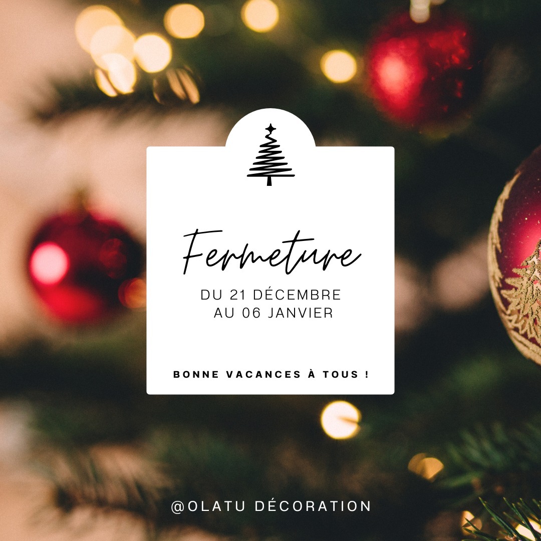 Hello !
Tout d'abord je vous souhaite à toutes et tous de belles fêtes de fin d'année.
Olatu ferme ses portes pour une petite trêve de fin d'année, histoire de reprendre des forces après une année chargée en projets, en rencontres mais aussi pour se remettre doucement d'évènements personnels difficiles.
Nous nous retrouverons en début d'année avec le sourire et en pleine forme !
Très belles fêtes et prenez soin de vous et de votre famille ! 🥰
Régine
#christmas
#deco
#decoration
#amenagementinterieur
#renovation
#paumaville