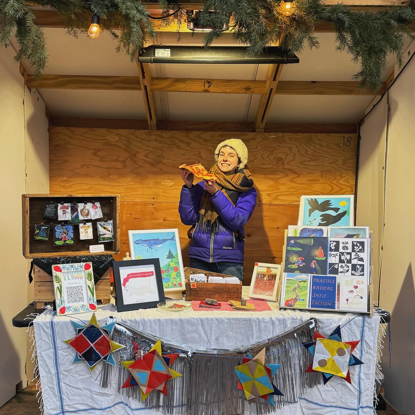 An enormous thank you to everyone who engaged with my artwork this past year, whether you bought something or just stopped to talk!
Witnessing people connect with my creations, these little bits of my soul, is like a medicine I didn’t know I needed before I started sharing my artwork with the world.
Wishing you a new year filled with giant slices of pizza topped with your favorite things, and whatever else nourishes you deeply! ⭐️🦋