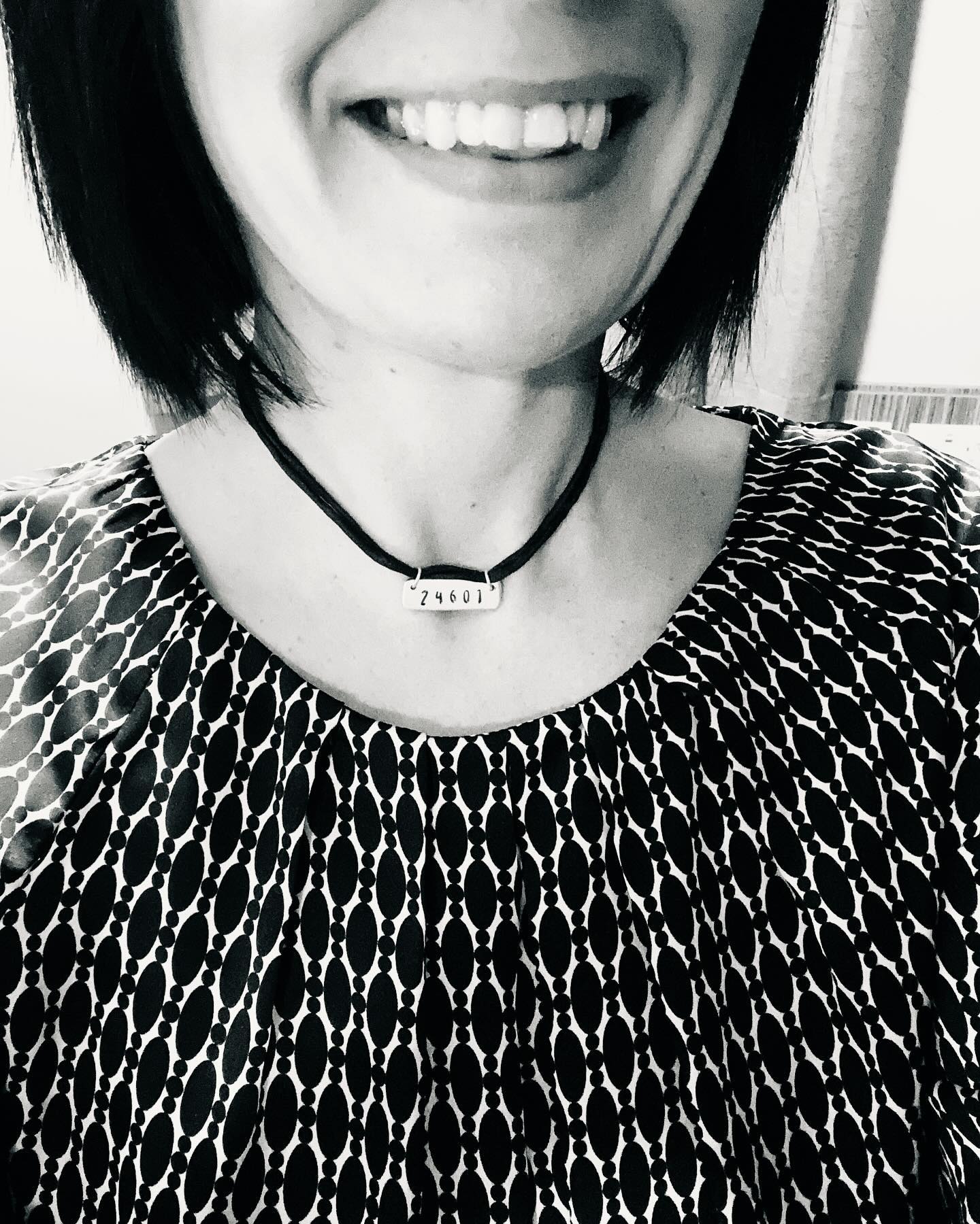 The ‘Magic in the grass’ Christmas do / solo date night 🤟
#lesmiserables in Manchester.
I had 10 minutes before setting off and realised I didn’t have a suitable necklace…remember the one I made for the Nick Cave concert a few weeks back? Flipped it & stamped it: 24601. Bosh! Done! Love that 🥳