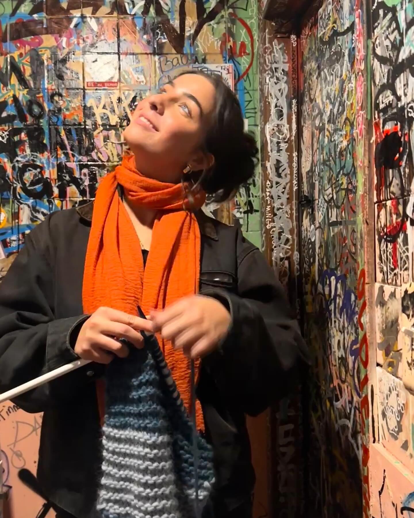 t and I chasing a ball of yarn around nyc