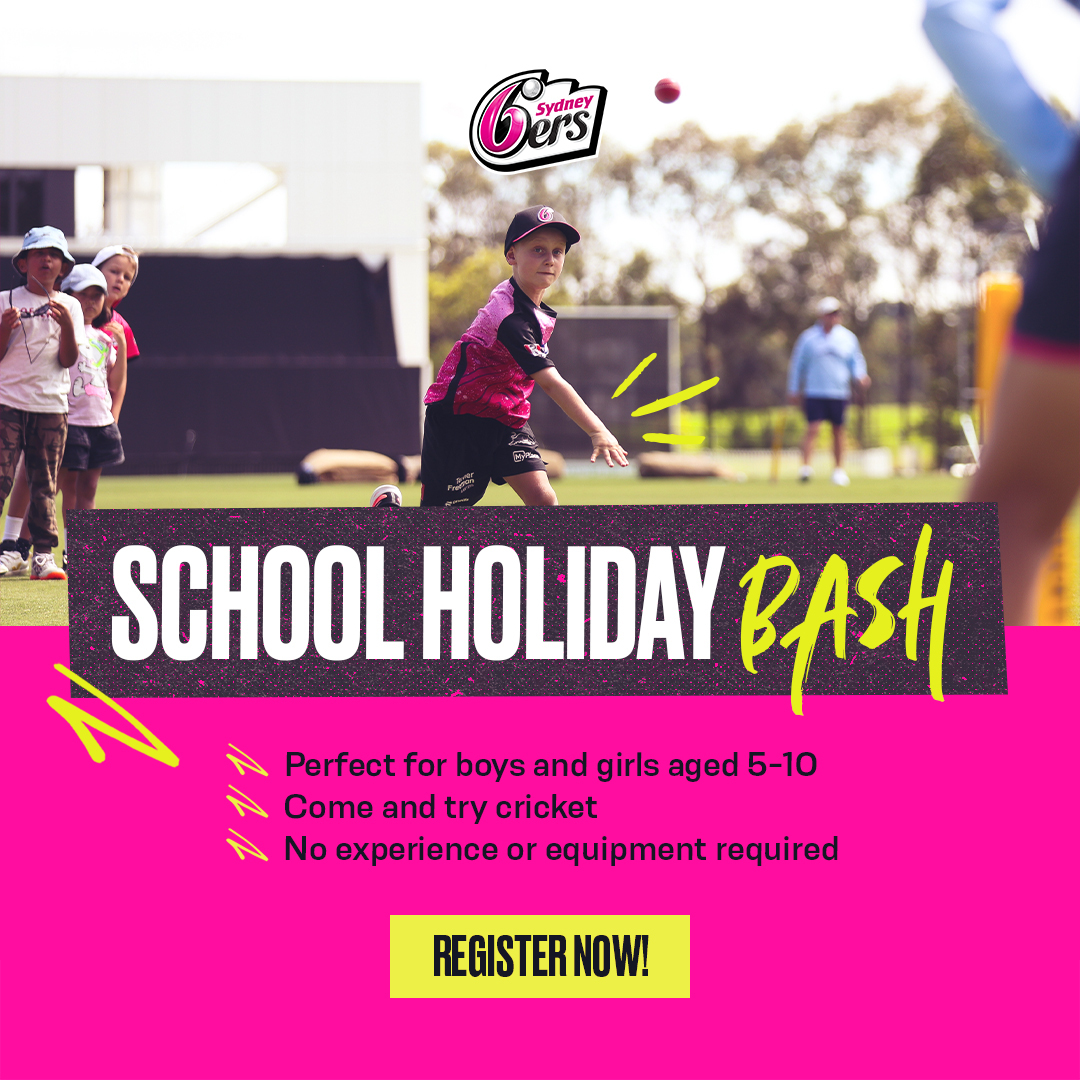 🌟 Get off the screens and into the action! 🌟
Looking for something fun, active, and exciting for your kids these school holidays? 🏏 The Sydney Sixers Holiday Programs are here!
🌸 When: 15th January
🌸 Where: Kitchener Park, Mona Vale ( other locations on beaches available )
🌸 Who: Kids aged 5-10 (whether they're new to cricket or already playing!)
Perfect for newcomers curious to try cricket and for young players who want to sharpen their skills. It’s all about having fun, staying active, and making new friends!
With the Sixers off to a flying start this season 💪 and set for a stellar year, there’s no better time to get inspired and join in the cricket fun!
⚡ Spots are limited, so don’t wait!
Register now: https://www.playhq.com/cricket-australia/register/bd29fd
#SydneySixers #SchoolHolidayFun #CricketBlast #KidsActivities #GetActive