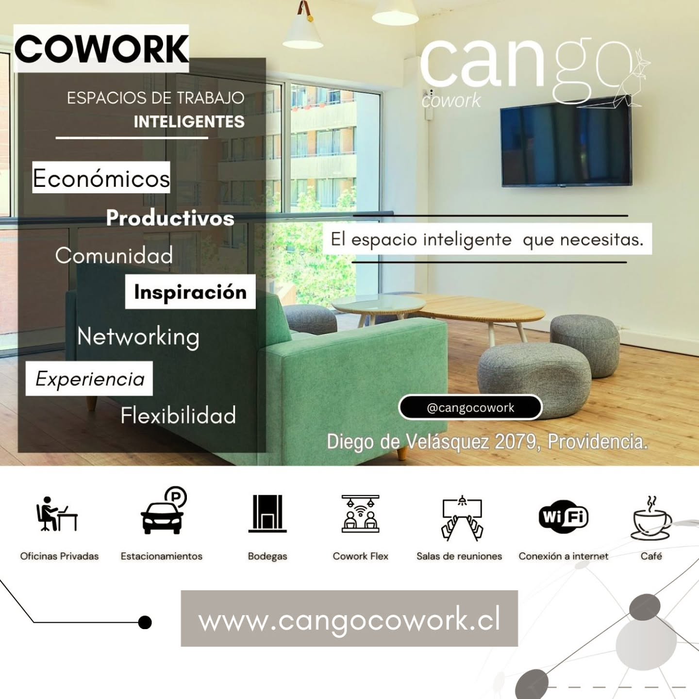 Cango Cowork también es un emprendimiento que está pensado para apoyar a nuevos emprendedores, empresas en etapa de desarrollo y empresas consolidadas que solo requieren un espacio laboral. Lo entretenido de todo
es como se genera Networking entre nuestros clientes y potencian sus negocios. Cada día apuntamos a la mejora continua y por esta razón vamos adaptándonos a tus necesidades.
Te invitamos a conocer nuestros espacios. Puedes venir por horas, arriendos mensuales o anuales.
Ven por tu espacio inteligente 🧠🤯
#coworking #coworkchile #cowork #Providencia #trabajo #oficinasprivadas #oficinas #oficinasenprovidencia #oficinasporhora #arriendodeoficina #arriendeoficinas