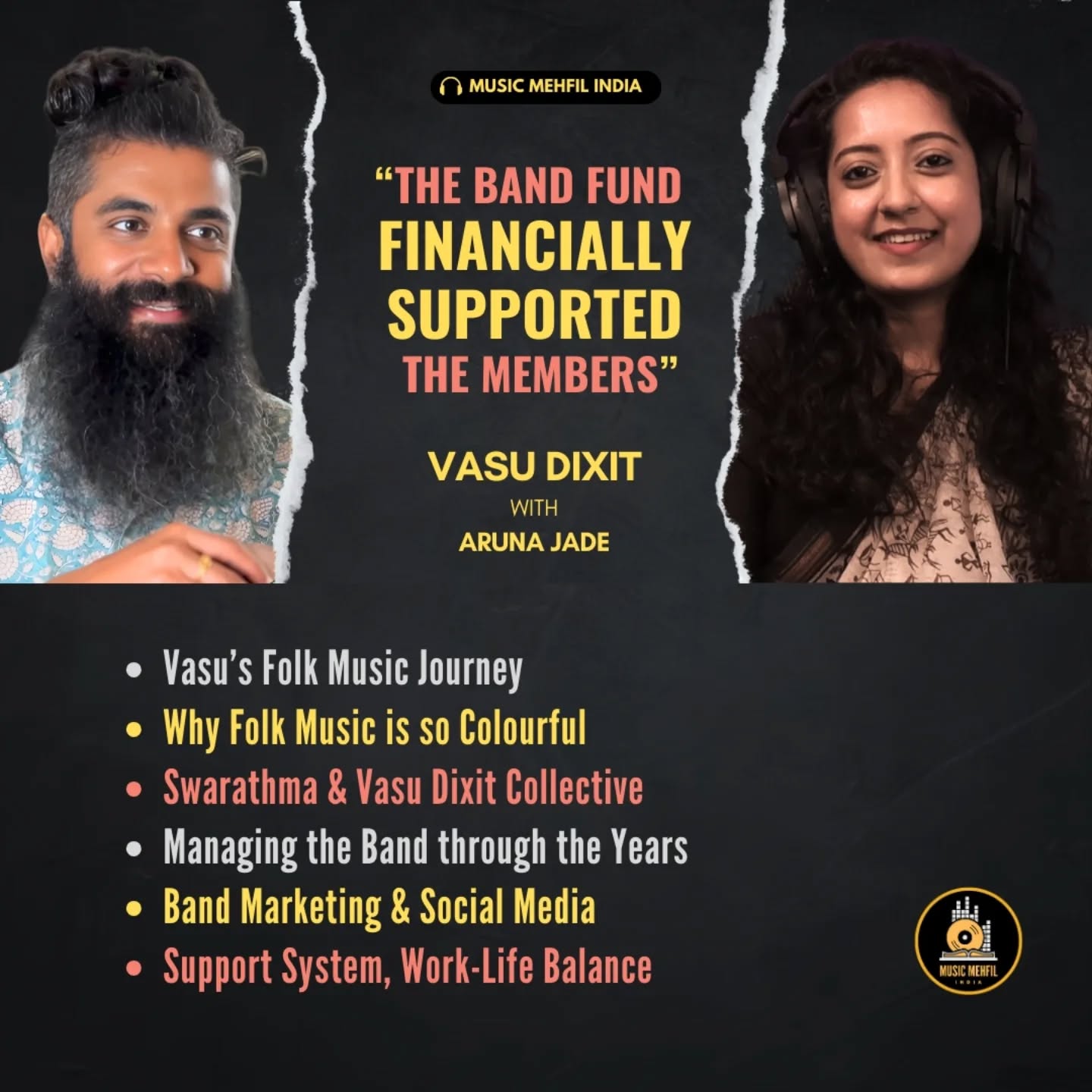 ~ Artists hold a mirror to the society ~
.
Vasu Dixit's uninhibited singing and poetic expression—whether with Swarathma or the Vasu Dixit Collective—continue to blend art and purpose in unique and inspiring ways.In this episode, we trace the journey of one of India's most popular folk rock bands Swarathma and touch upon the many little things they did well through the years.
.
Music Mehfil India is about the India musicverse covering the people, their projects and organizations in the Indian music industry.
.
Full Episode link in the bio!
.
.
#musicmehfilindia #storiesofmusic #folkmusicindia #folkrockmusic #folkrockband #vasudixitcollective #swarathma #vasudixit #arunajade #podcast #mmi