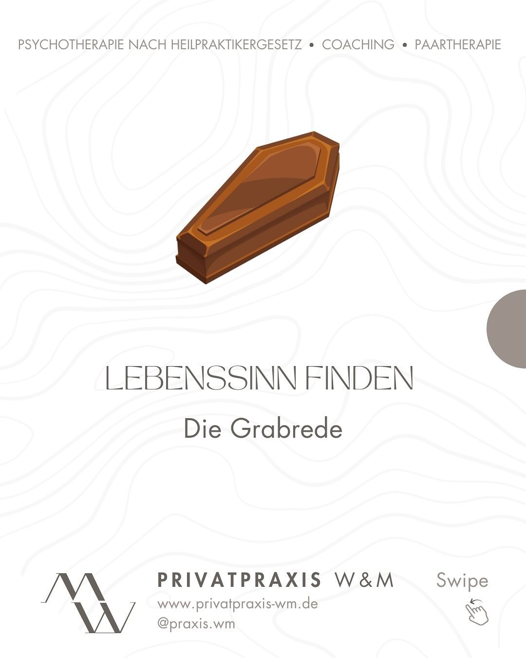 Es ist ein bekanntes Phänomen, dass eine eigene Erkrankung oder die einer nahestehenden Person Veränderungsprozesse auslösen können. Unsere Prioritäten verändern sich, wenn wir uns bewusst machen, dass wir nicht unendlich Zeit haben. Fristen und Erwartungen relativieren sich und wir kommen vom Reagieren ins Agieren.
Wir müssen aber nicht abwarten, dass es zu einem einschneidenden Punkt kommt. Wir können in regelmäßigen Abständen prüfen, ob wir unser Leben nach unseren Werten gestalten. Die Grabrede ist hierfür ein wunderbares Mittel.
Was möchtet ihr was man über euch sagt?
Euer Praxisteam
#psychologie #psyche #coaching #onlinecoaching #psychotherapie #therapie #onlinetherapie #persönlichkeitsentwicklung #wohlbefinden #lebenssinn #grabrede #werte #privatpraxis #münchen #perspektive #wichtig #sterblichkeit