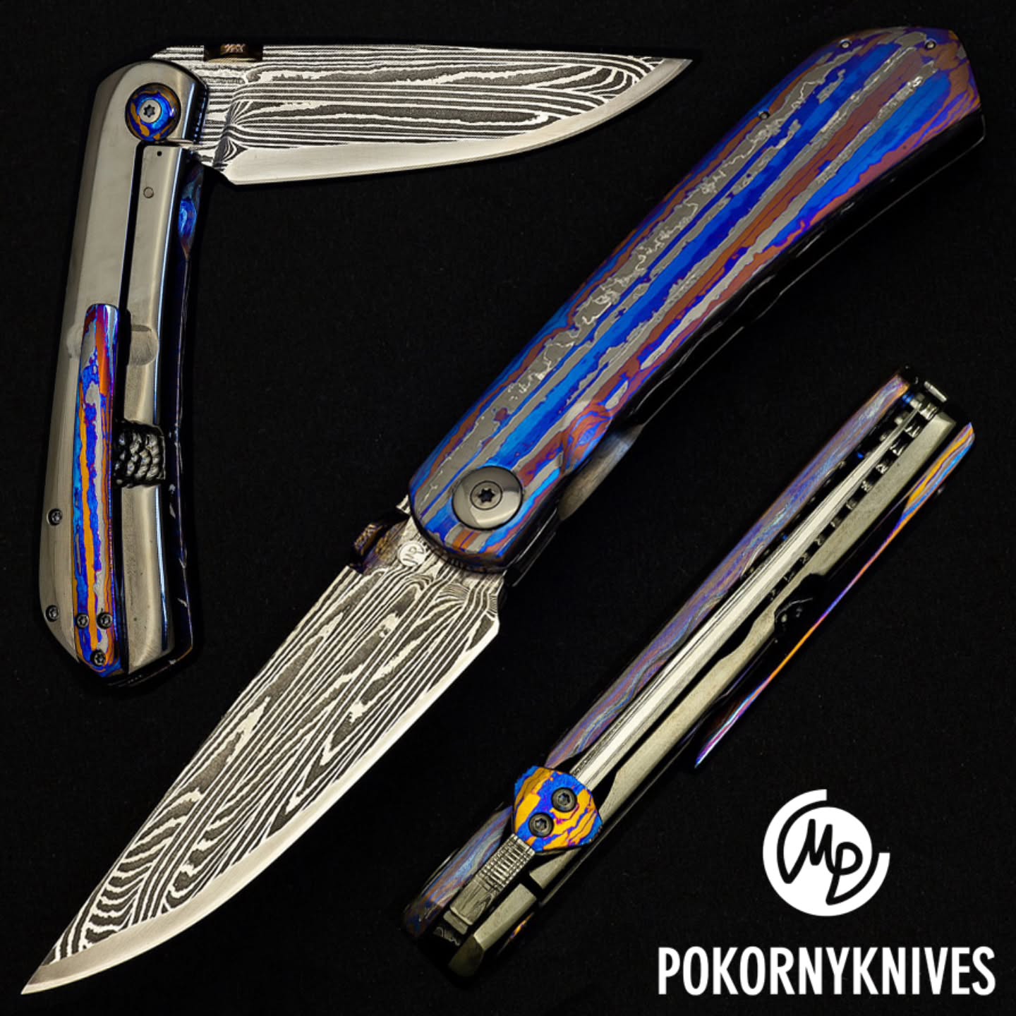 Matrix - framelock with unique #RainbowZr (Zirconium-Titanium) pattern called Matrix and Vanax CORE blade by @futuronforge
frame made of DLC coated Titanium, w ceramic ball bearings and detent -sold-
#oneofakind #alchemysnotdead #titaniumdamascus #exoticmetals #pastvedlepasti #matrix
