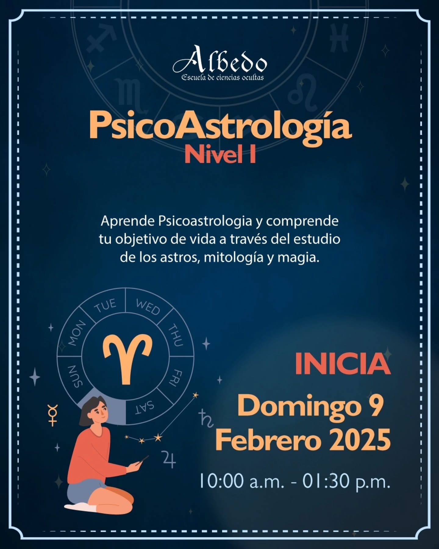 ✨ Descubre quién eres realmente con nuestro curso presencial de Astrología ✨
¿Te gustaría conocerte a profundidad, entender tus retos y descubrir tus dones? 🌌 Este curso de astrología es más que aprender sobre los astros: es un viaje hacia ti mismo, para comprender tu propósito, tus fortalezas y cómo transformar los desafíos en oportunidades.
🔮 ¿Qué aprenderás?
A interpretar tu carta natal, el mapa único de tu vida.
Cómo los tránsitos planetarios te guían en tu crecimiento personal.
A identificar tus grandes retos y las herramientas para superarlos.
Reconocer tus dones y talentos para aprovecharlos al máximo.
👥 Forma parte de nuestra comunidad astrológica
Este curso no solo te ayudará a comprenderte mejor, también te conectará con personas que comparten tu búsqueda de autoconocimiento y crecimiento.
📍 Modalidad: Presencial. Av. Col. Del Valle. #413, CDMX.
📅 Inicio: DOMINGO 9 FEBRERO 2025
⏰ Horario: 10:00 a.m.
💰 Costo: 700 pesos por clase. Una clase al mes.
✨ El universo tiene un mensaje para ti. Aprende a descifrarlo y vive en armonía con tu esencia.
📩 ¡Escríbenos para más información y asegura tu lugar hoy!