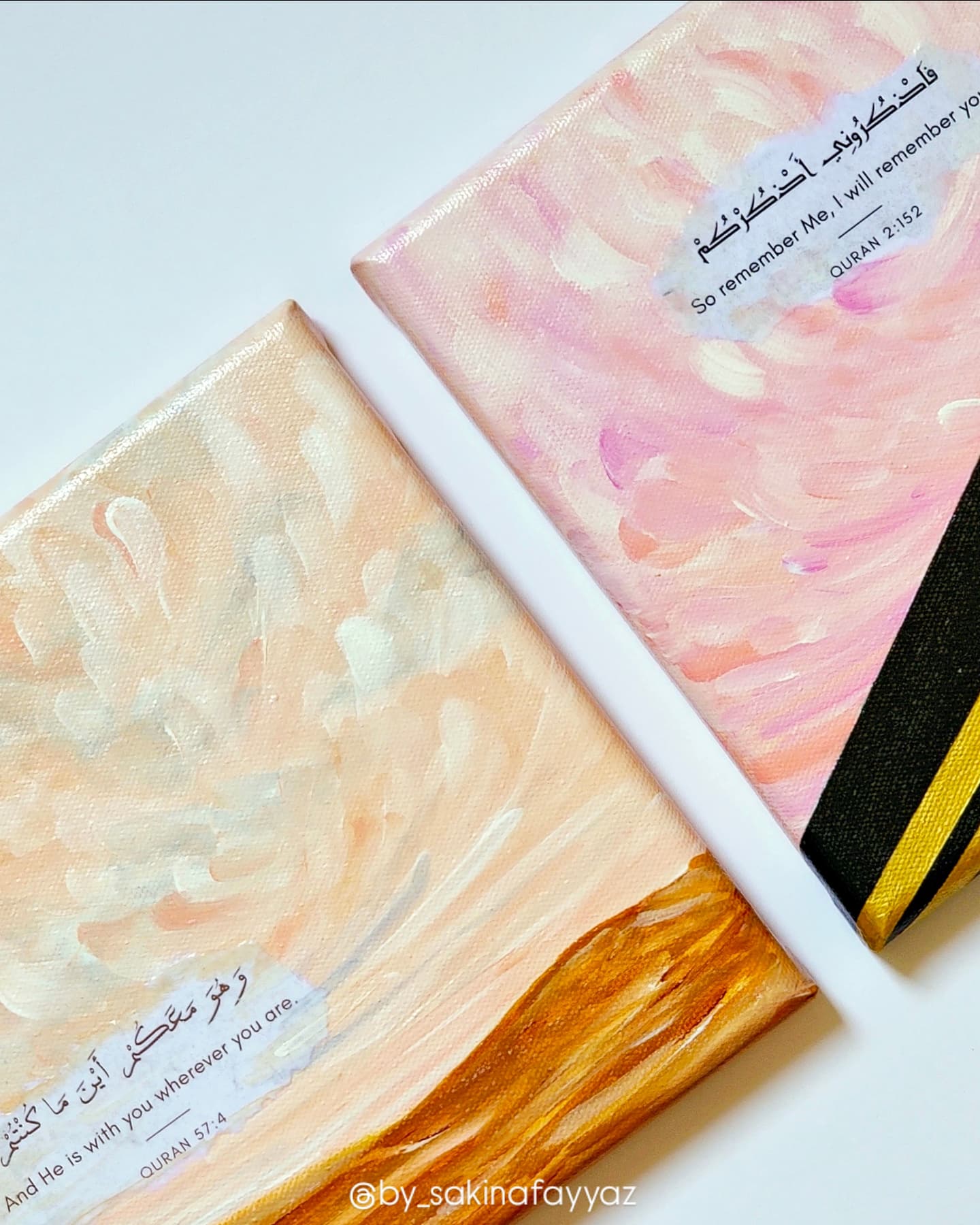 ✨ Art that speaks to your soul ✨
These paintings from The Path to Peace collection are inspired by powerful Quranic verses—words that bring comfort in difficult times and remind us that Allah is always with us. I chose soft, calming hues to reflect the peace and reassurance these verses bring, making each piece not just art, but a heartfelt reminder for your space.
Swipe through to see them up close! Which one speaks to you the most? 🩷
📩 DM me if you’d like to bring one home or commission a piece with your favourite verse!
.
.
.
.
.
.
#QuranicArt #IslamicWallArt #AbstractIslamicArt #FaithInspired #ModernIslamicDecor #DohaArt #QatarArtist #HandmadeWithLove #SpiritualArt #IslamicHomeDecor