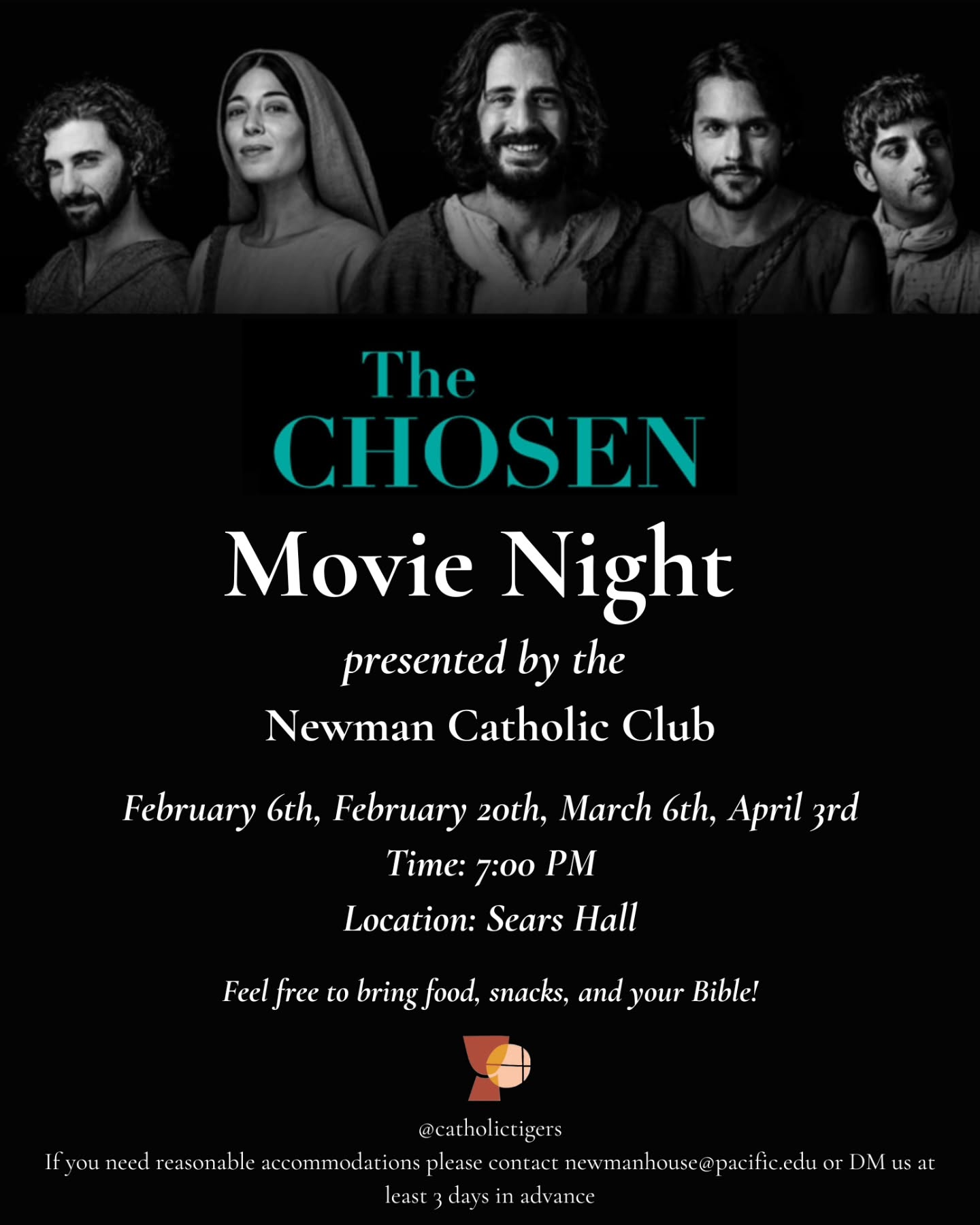 ✨️ Come watch The Chosen with us on Thursday at 7:00 pm in Sears Hall! ✨️
