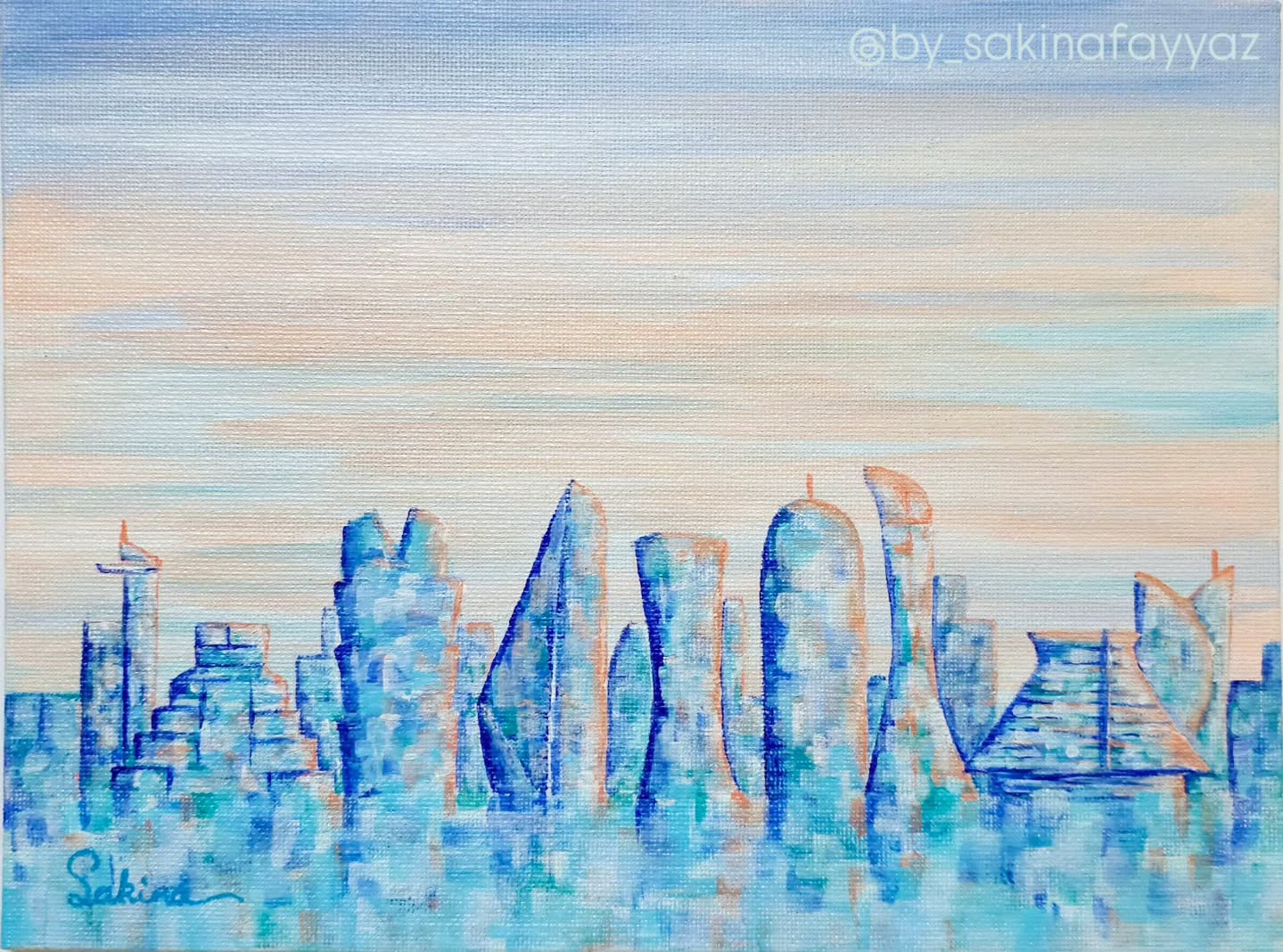 🙌🏼 Reposting this one for the "Qatar in Colours" art competition by @cassartqtr ! #CAQanniversary
✨️ This one is perfect for those who want to add a little vibrant piece of Doha to their home decor! If you’d like a custom piece made just for you, feel free to DM me.
Pictured: "Doha Dreams" 🩵
Acrylic on canvas
.
.
.
.
.
#dohaart #dohaskyline #pastelart #abstractart #artforsale #qatarartist #interiordesign #dohadesign