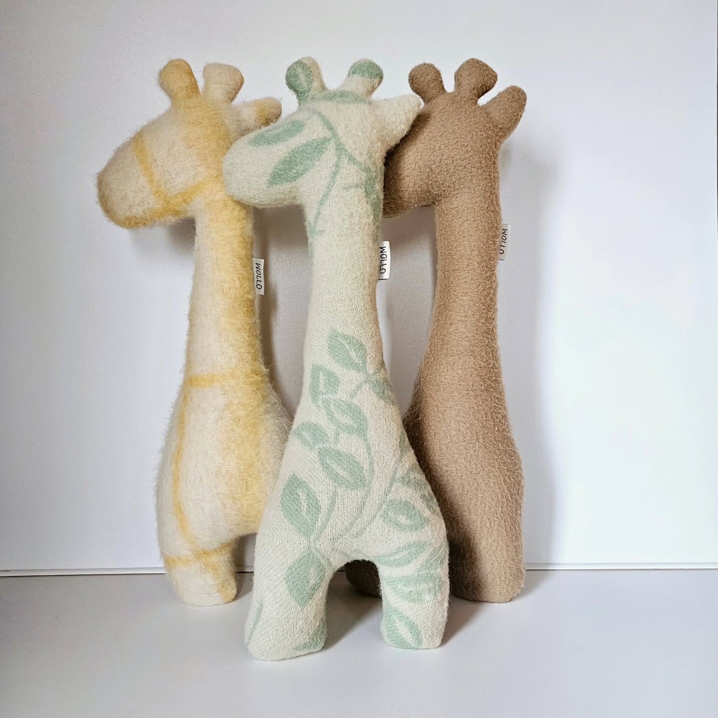 Made from used vintage wool blankets, here are our giraffes💕