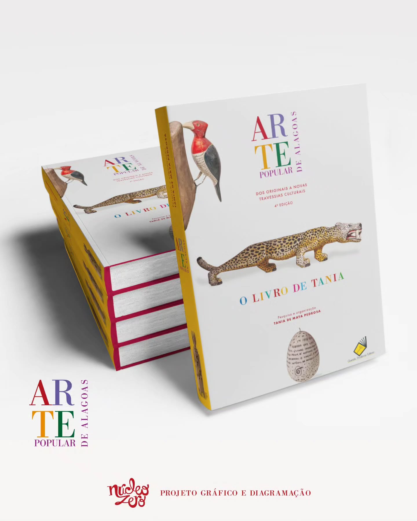 O livro Arte Popular de Alagoas - Dos Originais a Novas Travessias Culturais, de Tânia Pedrosa, chega à sua 4ª edição. Aos 90 anos, a autora nos presenteia com uma obra revisada, atualizada e repleta de novos olhares sobre a arte e a cultura populares de Alagoas e do Nordeste.
Com um projeto gráfico arrojado, ilustrações e fotografias de destaque, a publicação também reúne artigos autorais de especialistas como Adélia Borges, Laurent Danchin, Ceres Franco, Augusto Luitgards e Pedro Cruz. Uma contribuição indispensável para a valorização da arte popular brasileira.
FICHA TÉCNICA
Agradecimentos:
Tania de Maya Pedrosa @taniademayapedrosa
Sérgio Moreira @sergiomoreira3107
Mário Lima @escritormmariol
Juarez Orestes Gomes de Barros @juarez.orestes
Gráfica Moura Ramos @graficamouraramos
Querida Prudência Editora @queridaprudenciaeditora
Augusto Luitgards @augustoluitgards
Bruno César Cavalcanti @brunocesarcavalcanti32
Cícero Péricles @ciceropericlescarvalho
Dyacy de Farias Moreira @dyacymoreira
Lula Nogueira @lulanogueira9
Marinilda Boulay @marinildaboulay
Simone Cavalcante @simone.cavalcante.528
Produção editorial e edição:
Mário Lima
Projeto gráfico e Diagramação:
Werner Salles Bagetti @wernerbagetti
Rebecca Machado Barbosa @star.gia.ria
Revisão:
João Luiz Soares @joaoluiz.soares.37
Carol Almeida @caroltypes
Ilustrações:
Weber Salles @webersalles
Fotografias:
Celso Brandão – Fotos P&B @celsoqbrandao
Lula Lima @lulacastellobranco , Luiz Eduardo Vaz @luiseduardovaz e Robertson Dorta @robertsondorta
robertsondorta – Exposição Das lagoas ao imaginário popular: tributo aos 90 anos de Tania de Maya Pedrosa
Neno Canuto – Folclore e Mestres da Cultura Popular @canutoneno
Ricardo Lêdo – Cultura Popular @ricardoledo
Thiago Sampaio – Reportagem Ilha do Ferro @thiagosampaiophoto