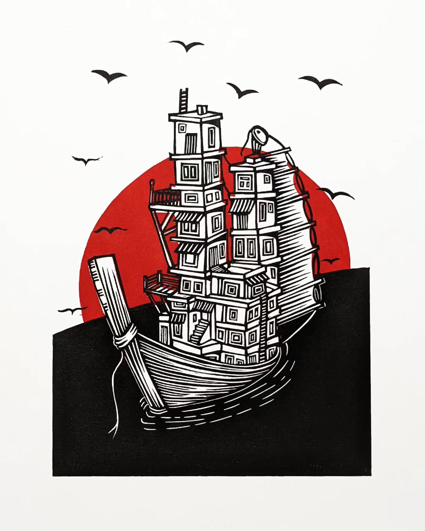 "Boat House", my submission for @pressingmattersmag print challenge for Issue 30, Black and Red.
.
.
.
#pressingmattersinsert30 #blockprinting #printchallenge #printmaker #printmaking #originalprint #limitededitionprint #blackandred