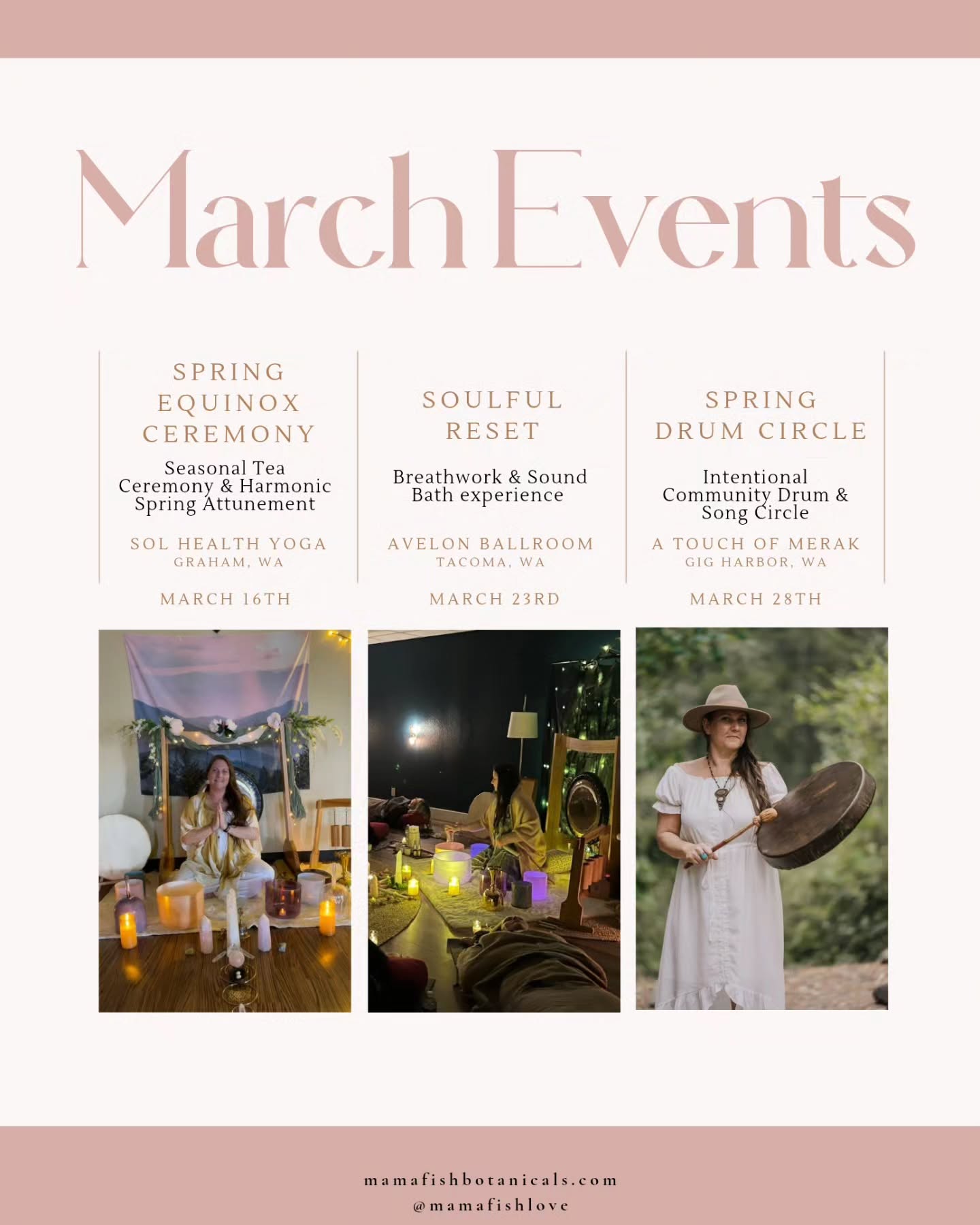 I'm excited to share my March, April and beyond events & offerings. I have some new and exciting events on the horizon so if you feel called, join me at:
Welcome the Spring Season at the
๐ Spring Equinox Ceremony
๐ Soulful Reset for Breathwork & Sound Bath
๐ Spring Drum Circle
๐ Resonant Frequencies & Vibration Sound Healing workshop
๐ Drum making workshop in the Summer
Seperately, if you're interested in an Energy Medicine session, whether it's a short harmonic tune-up with planetary tuning forks to recalibrate & restore you back to resonance, a chakra assessment, or full session, I have a couple of spaces still open on March 5th & 19th. Tune-ups start as low as $20, a new offering for anyone on the go and needing a quick Tune-up.
Click the link in my bio for all the info or comment what you're interested in, and I'll send you a link.
๐