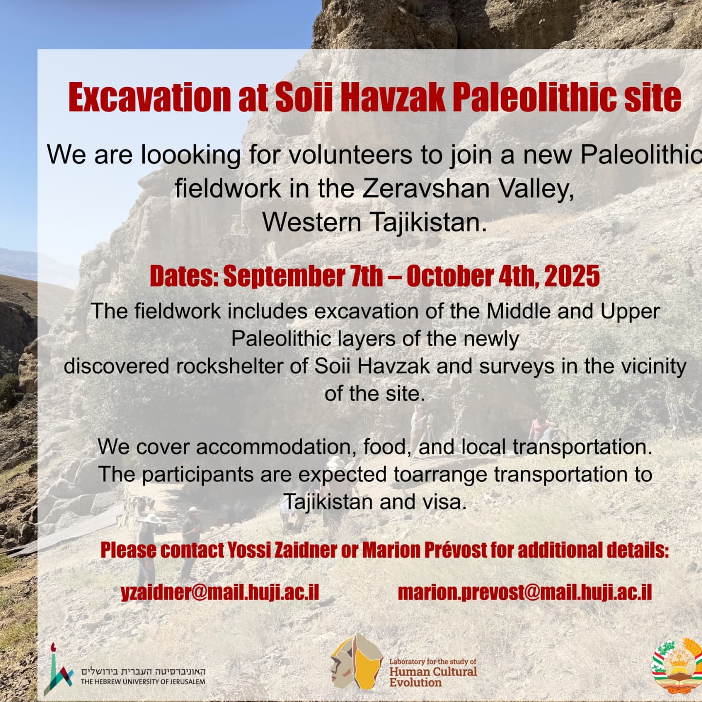 We are going back to excavate Soii Havzak Rockshelter in Tajikistan, next September!!
We are looking for more people to join us !
It's a lot of fun, discoveries, beautiful landscapes and amazing food!
🇹🇯🍏🫏🏞️⛏️