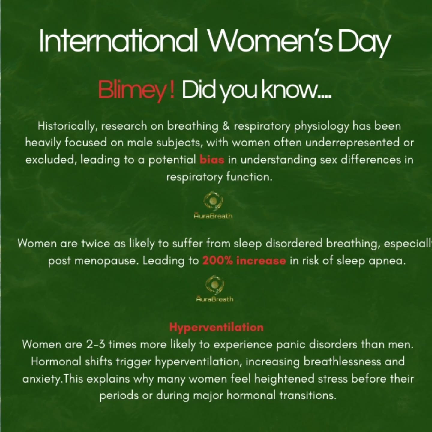 Disparity shows up in many different ways, including male-female breathing.
Thankful to the breath movement for casting further light on this hidden issue.
I'd also like to give credit to OA and the roundtable discussion today on breathwork and women's health.
#breath
#women #asian_female_entrepreneur #blackwomen #asianwomeninbusiness #decolonisehealing #decolonise
#oxygenadvantage #internationalwomensday
