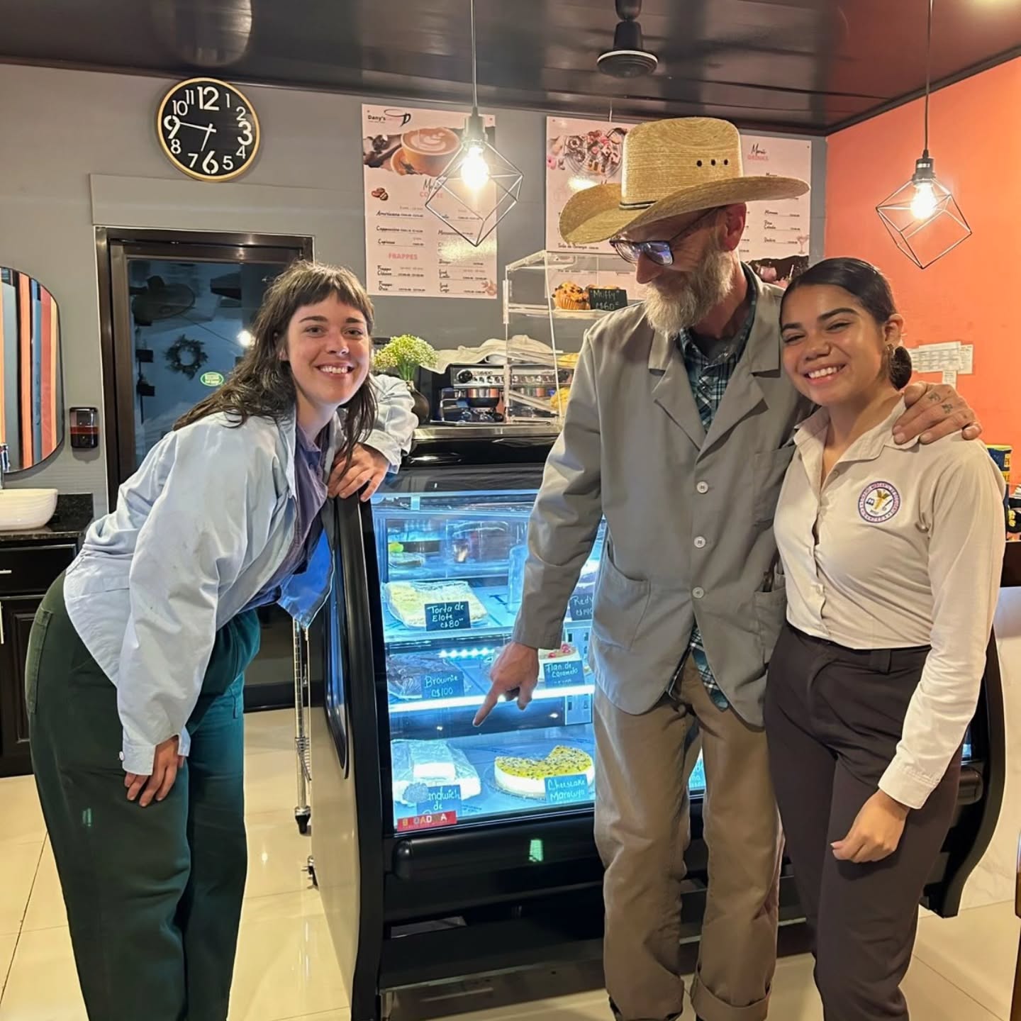 After our most Excellent Adventure today, fear not, we will post photos from the day, we are driving to Nueva Segovia.
First Coffee!
Danys Cafe has been open one year on a dark quiet street in Chinandega. The best Tres Leche cake on the planet and a super fine Americano!
They put a sticker on the case!
We needed to find this place.
Sooo nice!