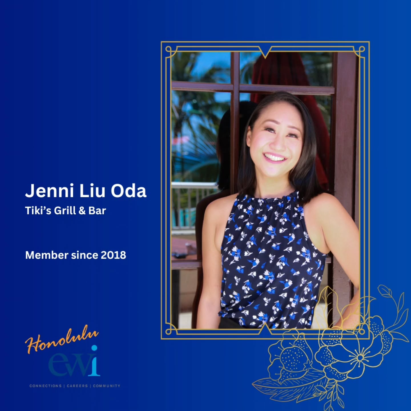 Known in Christmas bar circles as “Jenni Liu-Who”, Jenni Liu Oda is the head elf of The Christmas Bar Hawaii, a pop-up experience from the Tiki’s Grill and Bar ʻohana, where she is a Sales Manager. Jenni’s 20+ years of experience in the industry have manifested in her embodiment of Tiki’s passion to “Make Ohana Happen,” which means to make every guest a part of their “extended” family.
Jenni describes herself as silly, but we can see her dedication in everything she does, including her commitment to fun, aloha, Halloween costumes, and EWI!
Her advice for EWI newcomers, having served on numerous boards including as President: ”You get in what you put in! Be a self-starter, but don't be afraid to ask questions. Go to the meetings! You'll learn more, grow more, laugh more, and connect more in person.”
Whether you’re malihini (tourist, visitor), kamaʻāina (native born), or local, stop in at Tiki’s for a very warm E komo mai (welcome) from Jenni and the Tiki’s ʻohana!
#executivewomeninternational
#ewihonoluluchapter