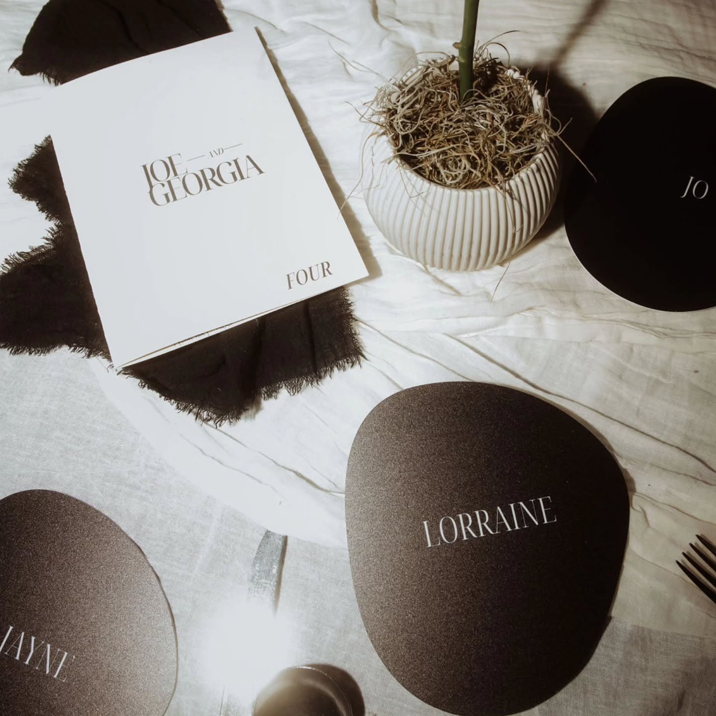 NO OLD FASHIONED GUEST BOOKS ON MY WATCH.
That's a stern hell no from me. I'm more for making new traditions and keeping the memories of your day lasting that little (long) longer... I'm talking years longer.
Ditch the old school and outdated guest book and opt to have Anniversary Cards placed on each table instead, year on year for the number of tables you have, you'll also have beautiful messages from guests from your wedding day.
I'm here for the finer touches, the continuity and consistency, so I create the cards within my couples stationery suites which brings back all kinds of memories as the years go by, yet keep everything aesthetically pleasing on the day too.
Plus, as a brucey bonus, it's so much easier to control and ensure everyone on the table writes you a note, wish, memory, rather than being disappointed when you open a guest book with the odd message from Auntie Ann and Uncle Billy with the odd drunken picture from the bestman of a wrinkly willy!
*I can't guarantee no Willie's or lipstick kisses won't be inside your cards, but they make you chuckle a little louder as you remember who was sat where ...and who was on the civil table versus the wild willy one.
JP x
Image captured by @meandgeorgiaphotography
Stationery Design & Production @junie_poonie
Venue @agrecofarms
Couple @ge.foreman & @joeforeman