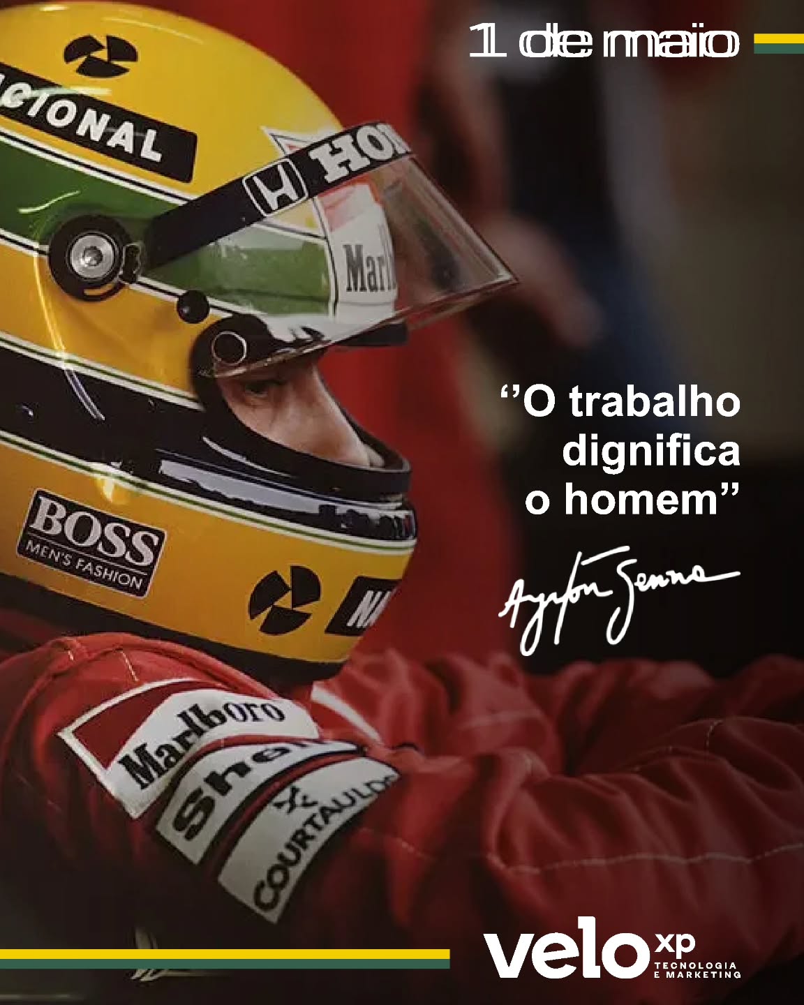 🏁 No Dia do Trabalho, nossa homenagem vai para quem transformou esforço em legado. Ayrton Senna não foi só um piloto — foi símbolo de disciplina, paixão e coragem.
Que a dedicação dele nos inspire todos os dias a correr atrás dos nossos sonhos com propósito e excelência.
🚀 Que o trabalho nunca seja apenas uma obrigação, mas um caminho de conquistas e transformação.
#diadotrabalho #ayrtonsenna #inspiração #agênciacriativa #veloxp #trabalharcompropósito