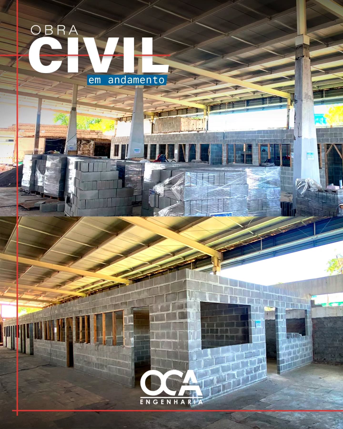 OBRA EM ANDAMENTO
Seguimos em ritmo acelerado na obra de reforma da garagem de ônibus.
Com planejamento, técnica e segurança, a equipe OCA Engenharia avança em mais uma entrega de qualidade.
Acompanhe nosso trabalho e fique por dentro das próximas etapas.
#ObraEmAndamento #EngenhariaCivil #Reforma #Construção #OCAEngenharia