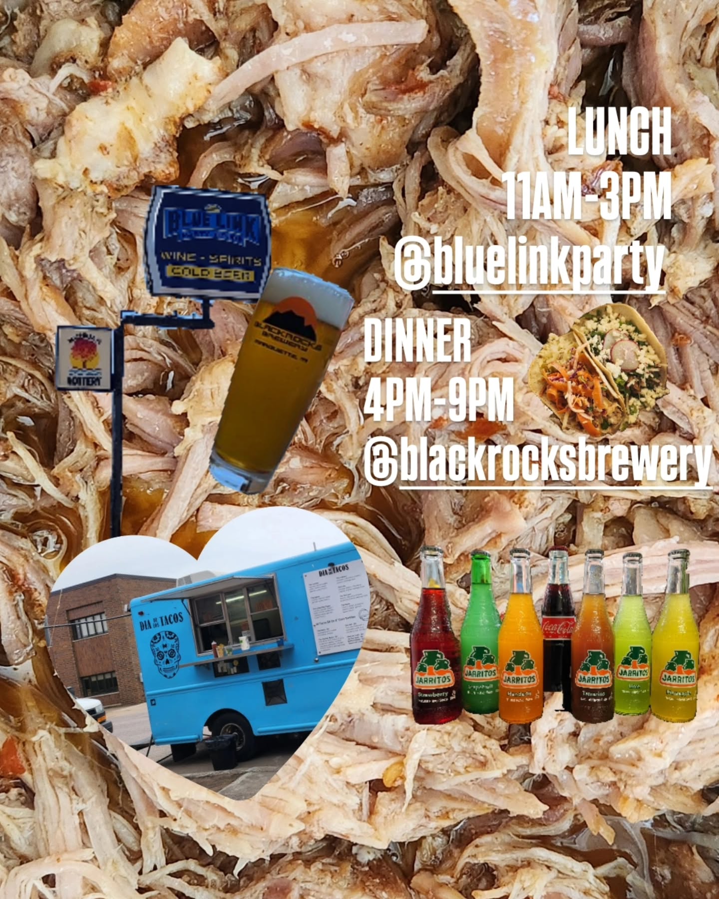 Come get tacos and beer!
Or if that's not your thing, maybe try one of our rotating flavors of Jarritos or a Mexican Coke!