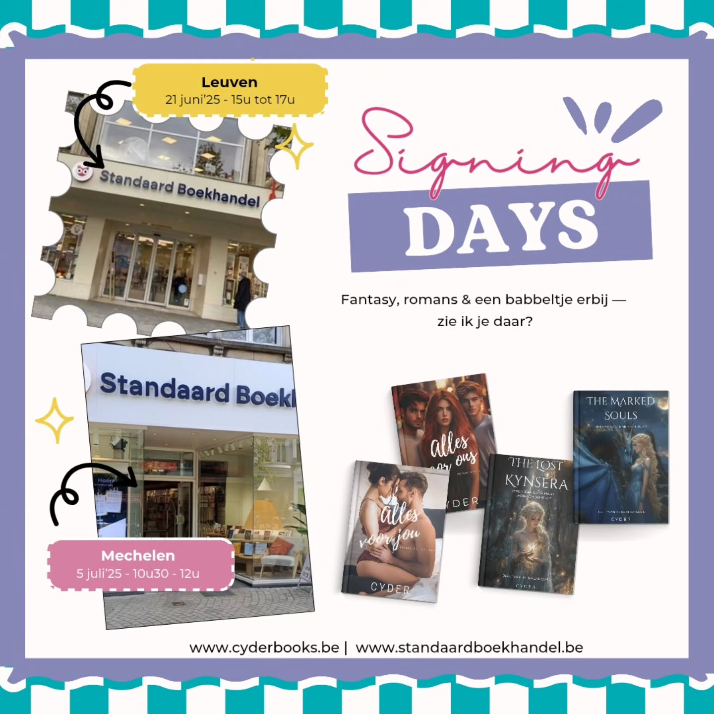 Twee signeersessies, twee steden, en heel veel boekenliefde! 📚✨
Ik mag aankondigen dat ik binnenkort zal signeren in twee Standaard Boekhandels — en ik kan niet wachten om jullie daar te ontmoeten!
📍 @sbleuven – 21 juni van 15u tot 17u
📍 @standaardboekhandelmechelen – 5 juli van 10u30 tot 12u
En wat dit extra bijzonder maakt? Leuven is mijn geboortestad, dus het voelt ontzettend speciaal om daar mijn allereerste signeersessie te mogen houden! 🖤
Kom je langs voor een handtekening, een babbel of gewoon om even te snuisteren tussen de boeken?
Ik kijk er enorm naar uit om jullie daar te zien! 🖋️
#signeersessie #standaardboekhandel #boekstagram #romans #fantasyboeken #psychologischeroman #indieauteur #cyderbooks #booksigning #boekenliefde #leuven #mechelen #geboortestad #allesvoorjou #allesvoorons #thelostkynsera #themarkedsouls #boekenevent #boekentip