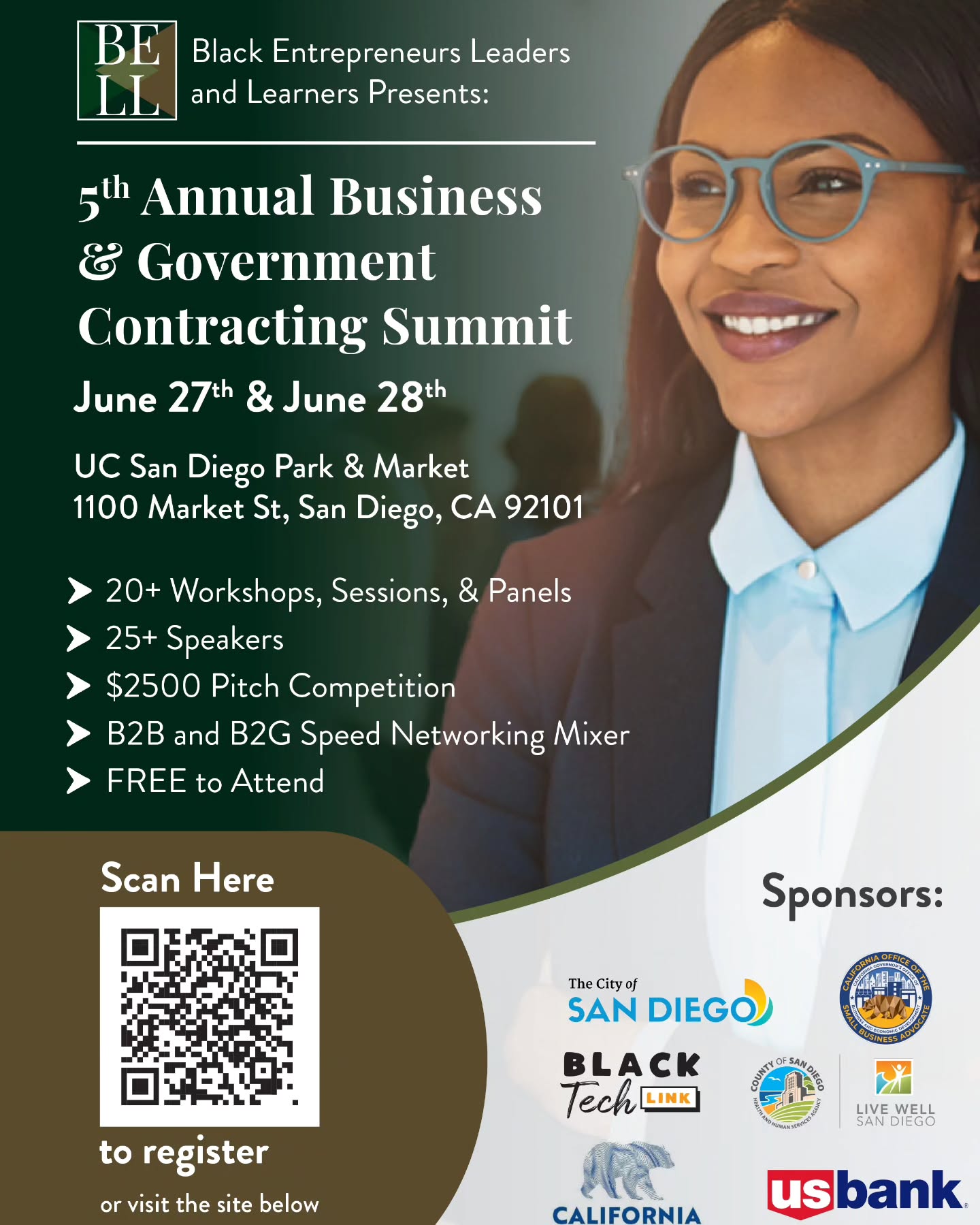 @blkentrepreneursll BELL is excited to host their 5th Annual Business & Government Contracting Summit on Friday, June 27th and Saturday, June 28th. This FREE, two-day event is designed to support startup entrepreneurs and established small business owners in navigating the government contracting process. Held at the prestigious UC San Diego Park & Market in downtown San Diego, this summit offers an invaluable platform for learning and networking.
See @lisanebasquiat, @herahubcarlsbad
And @shapingfreedom CEO, deliver evening keynote speech on Friday at 4.
Along with workshops on government contracting, business development, and finances, the event will contain panels, a pitch competition with cash prizes, a Friday evening mixer, and raffles.
Be sure to RSVP for FREE.
Type "BELL" in the comments for registration link.
#entrepreneurs #summit #free #workshops #sandiego