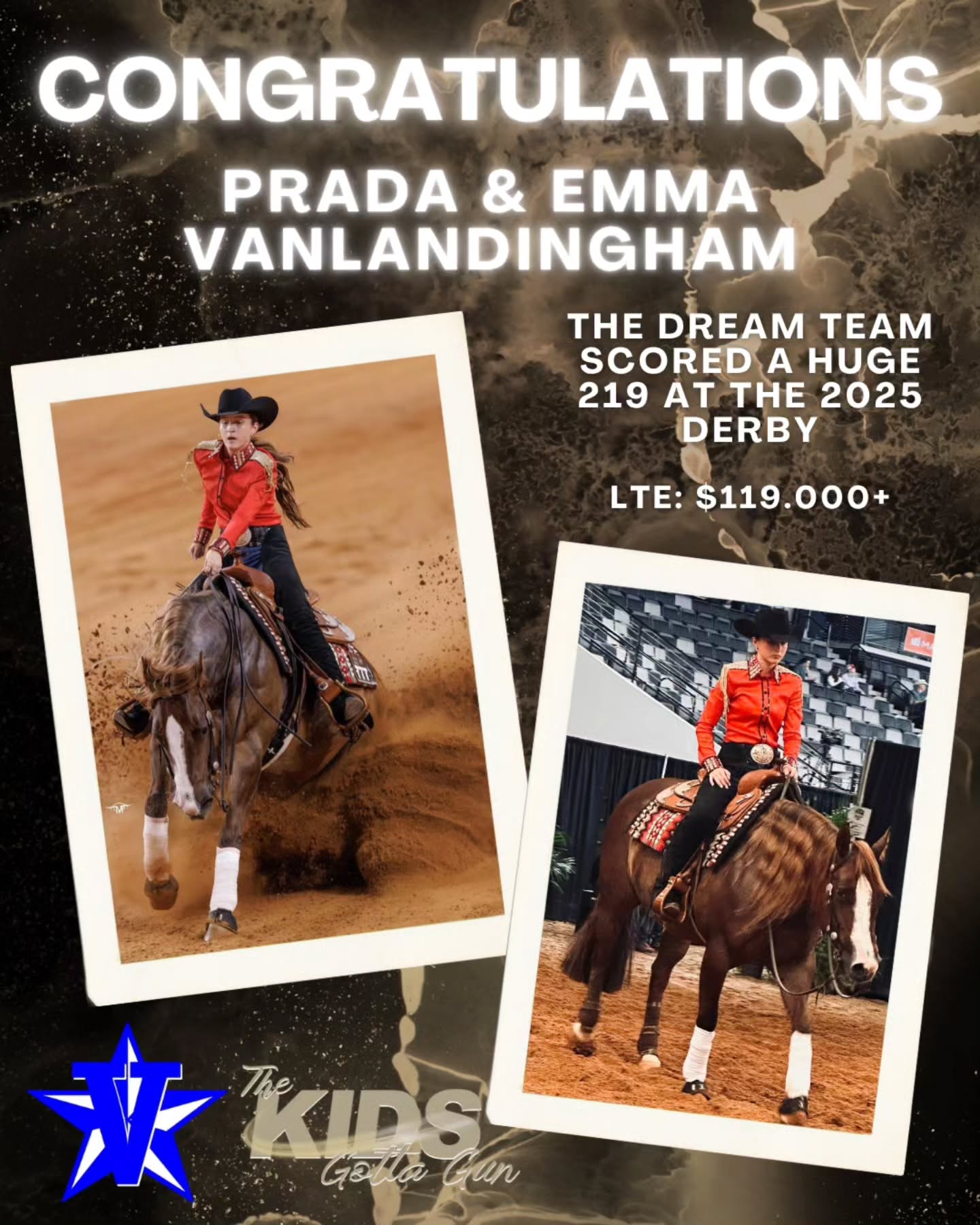 Prada (SHR Hollywood Kid) and @emma_s_vanlandingham scored a huge 219 at the 2025 Derby! Congratulations!
These two make such a great team, and we love watching all of your successes. Keep it up!