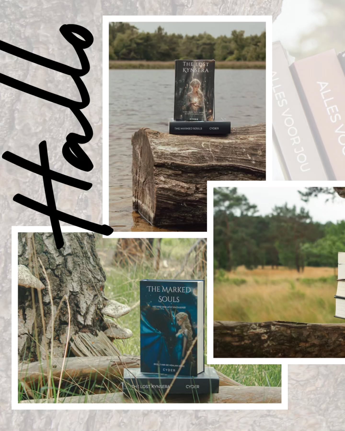 Soms zijn woorden het enige wat blijft.
Ik schrijf om niet te vergeten. Om iets te raken.
Of je nu verdwijnt in een fantasywereld of meegesleurd wordt in een psychologisch spel —
deze boeken dragen stukjes van wie ik ben.
www.cyderbooks.be
Beschikbaar in elke boekhandel
Beschikbaar op kobo en storytel